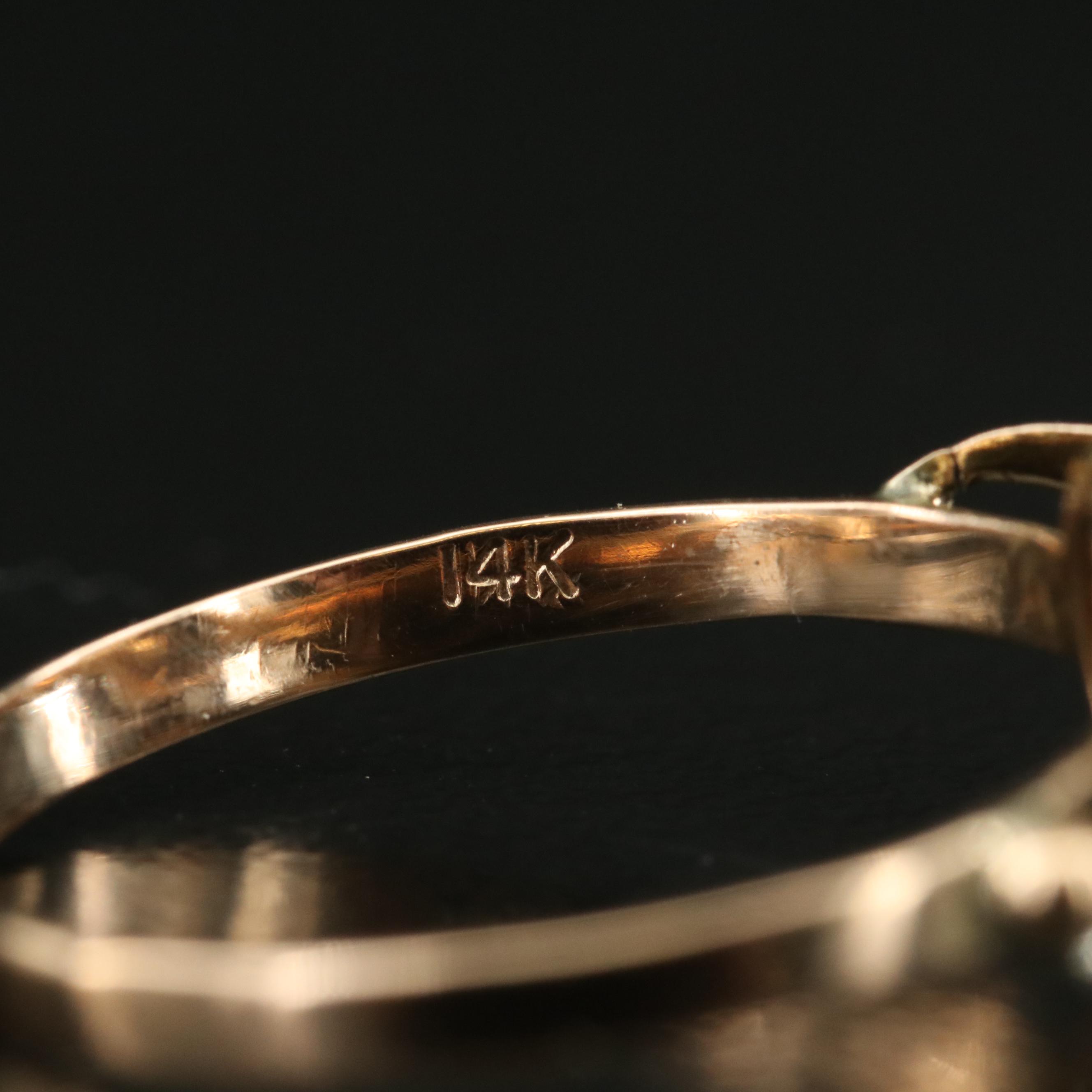 Vintage 14K Pearl and Topaz Ring with Platinum Accents