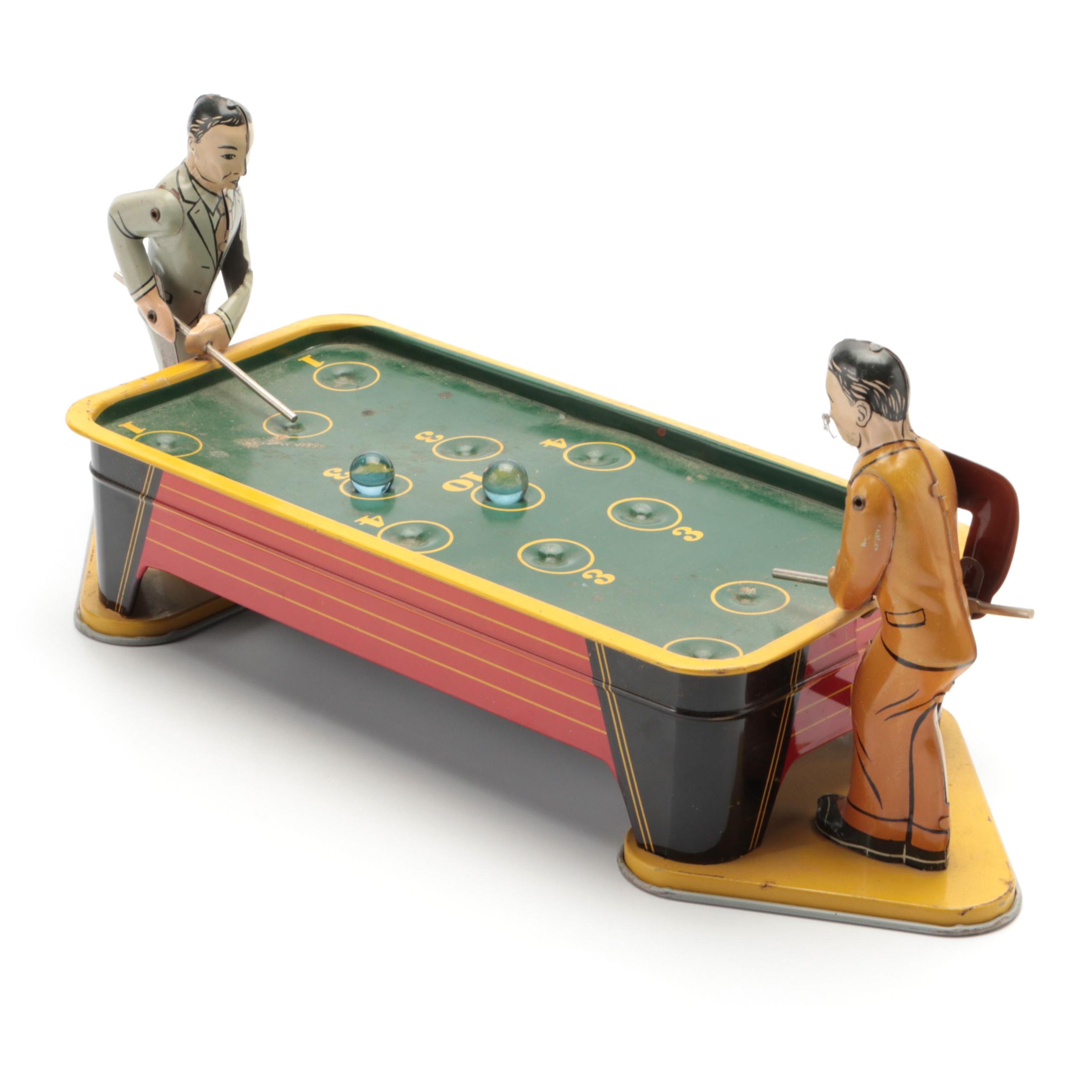 Ranger Steel Co. Mechanical Billiard Table Tin Toy, Mid 20th-Century