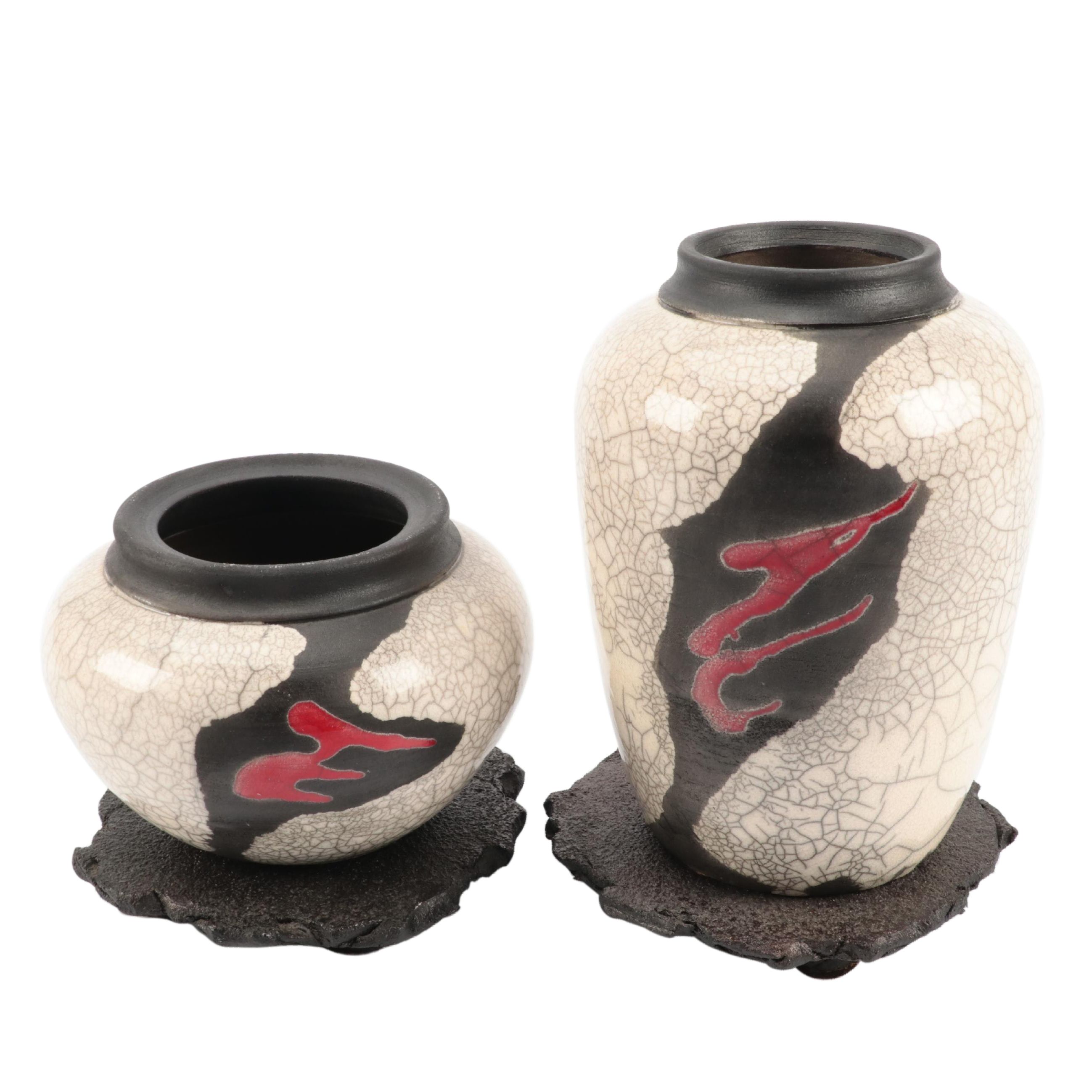 Hawaiian Raku Art Pottery Vases