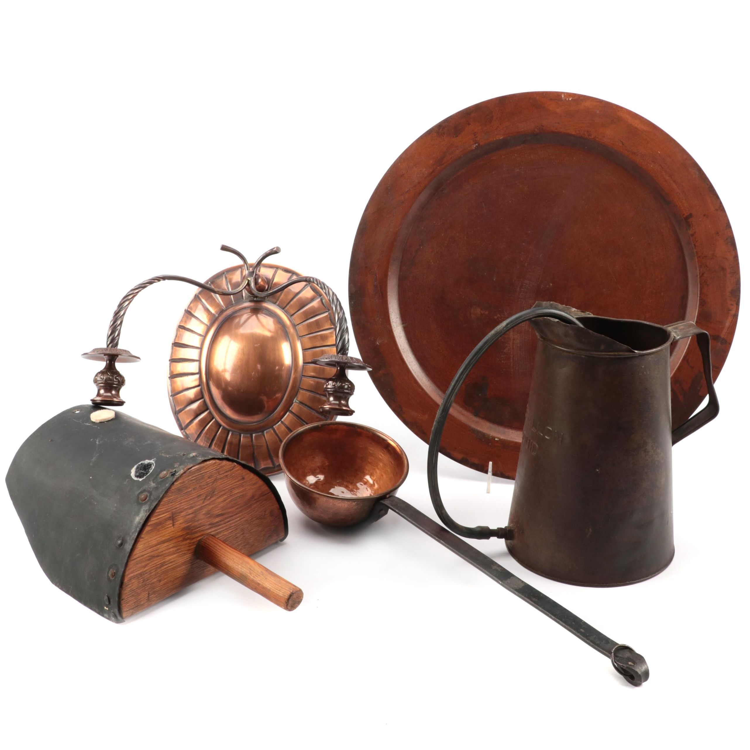 Copper Candle Wall Sconce with Charger and Other Primitive Décor