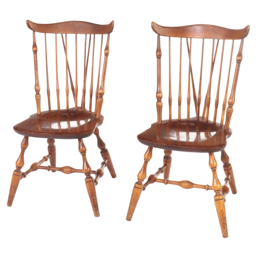 Windsor Style Fan Back Side Chairs, Mid to Late 20th Century