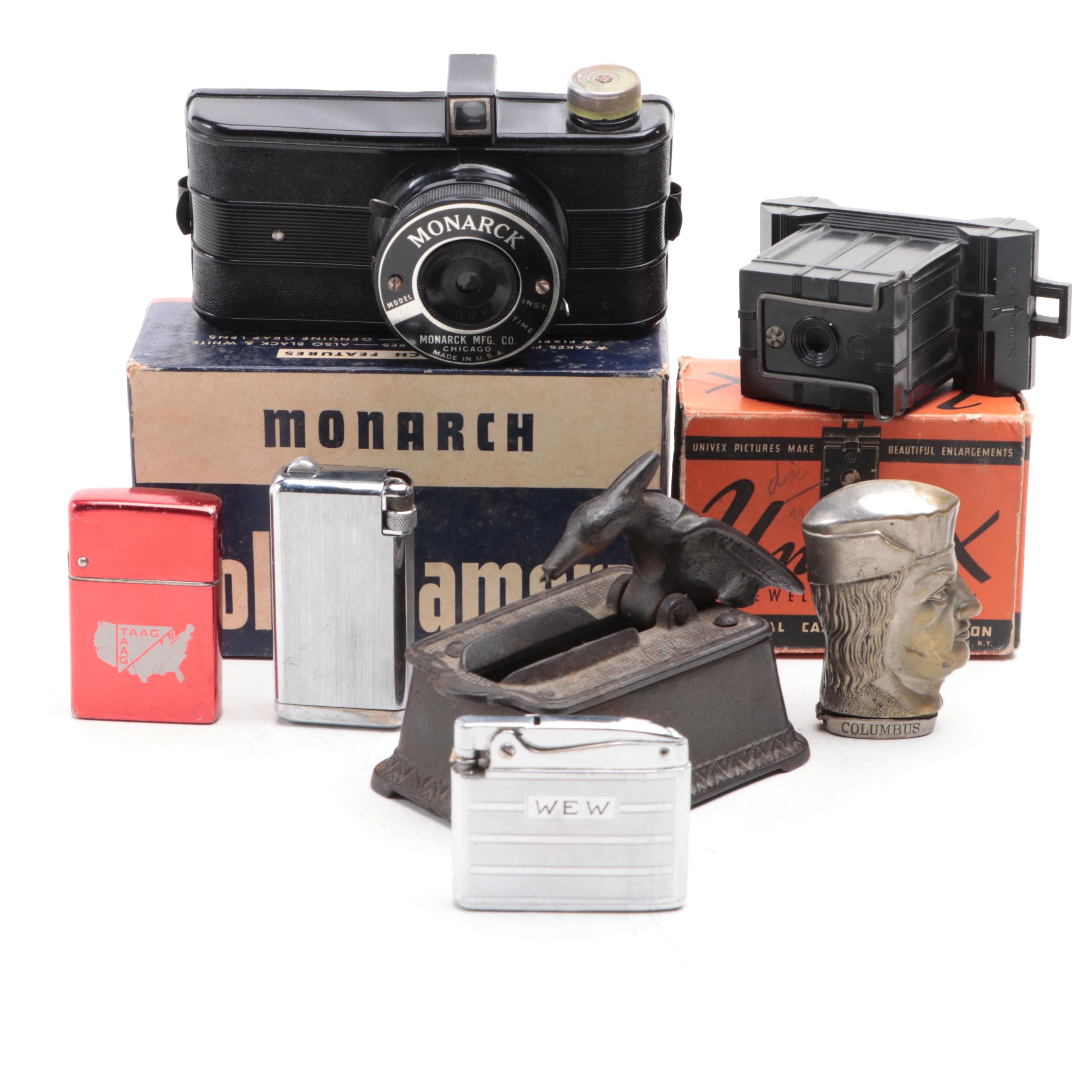 Monarck and Universal Point-and-Shoot Cameras with Match Holder and Lighters