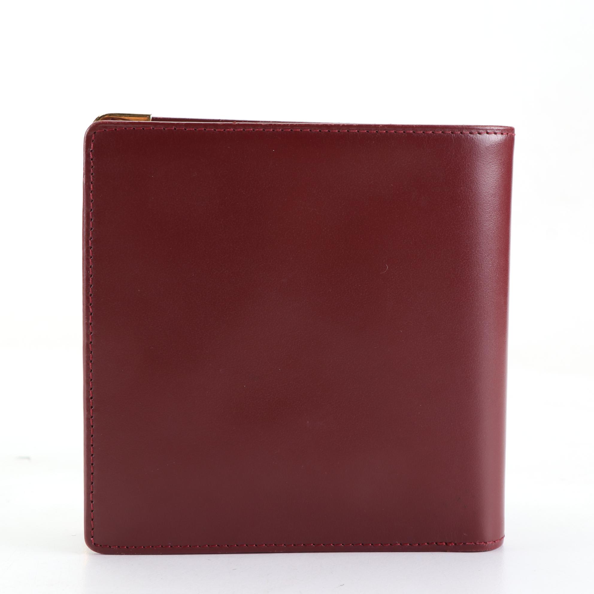 Cartier Bifold Wallet in Burgundy Leather with Box