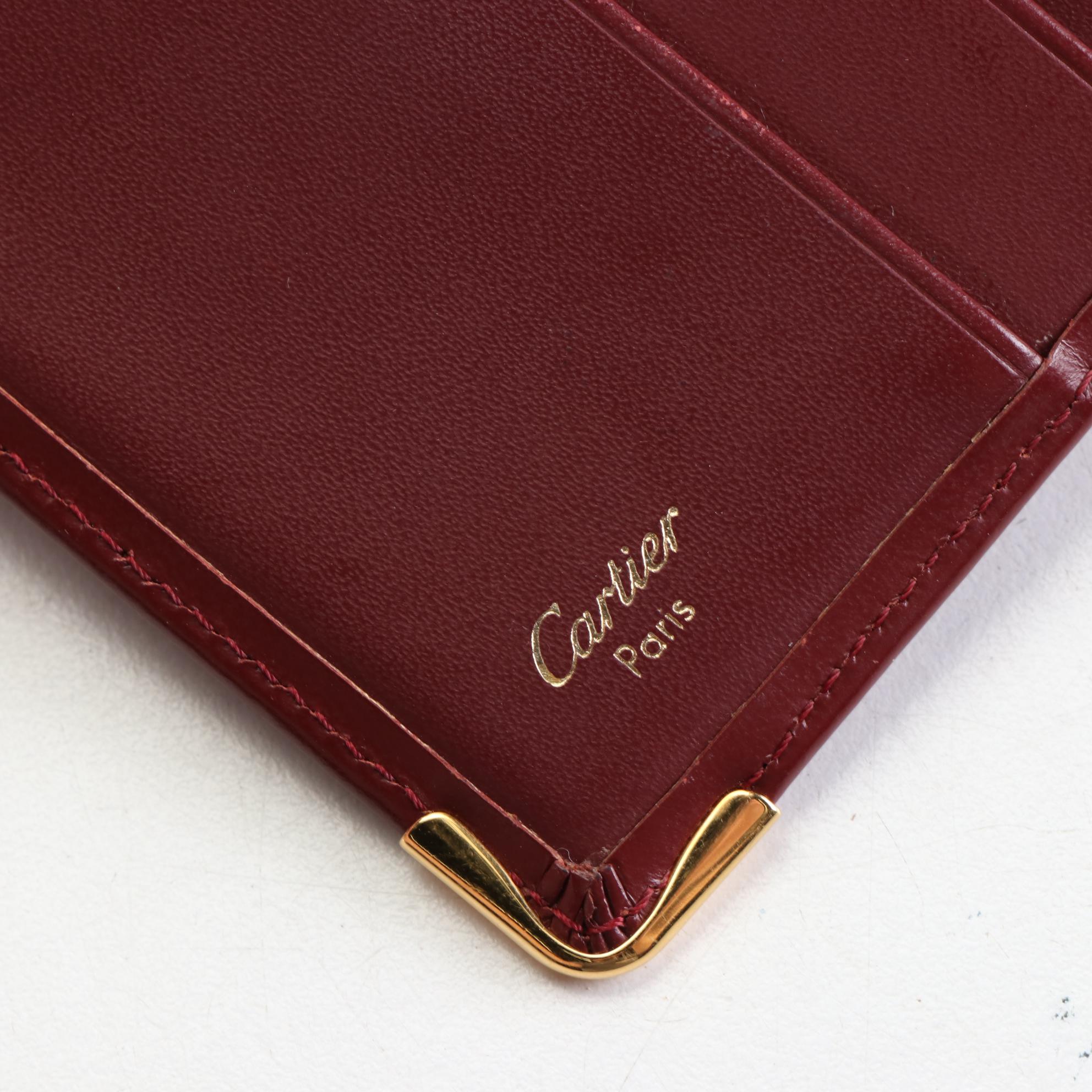 Cartier Bifold Wallet in Burgundy Leather with Box