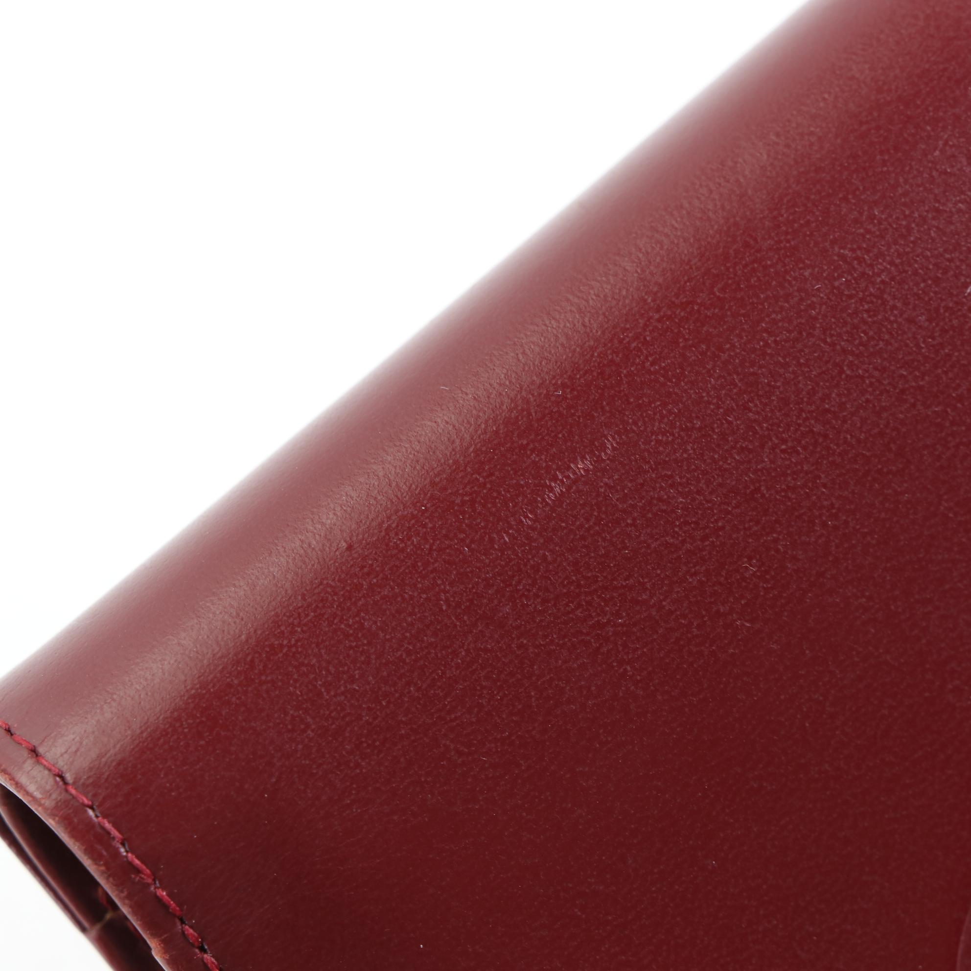 Cartier Bifold Wallet in Burgundy Leather with Box