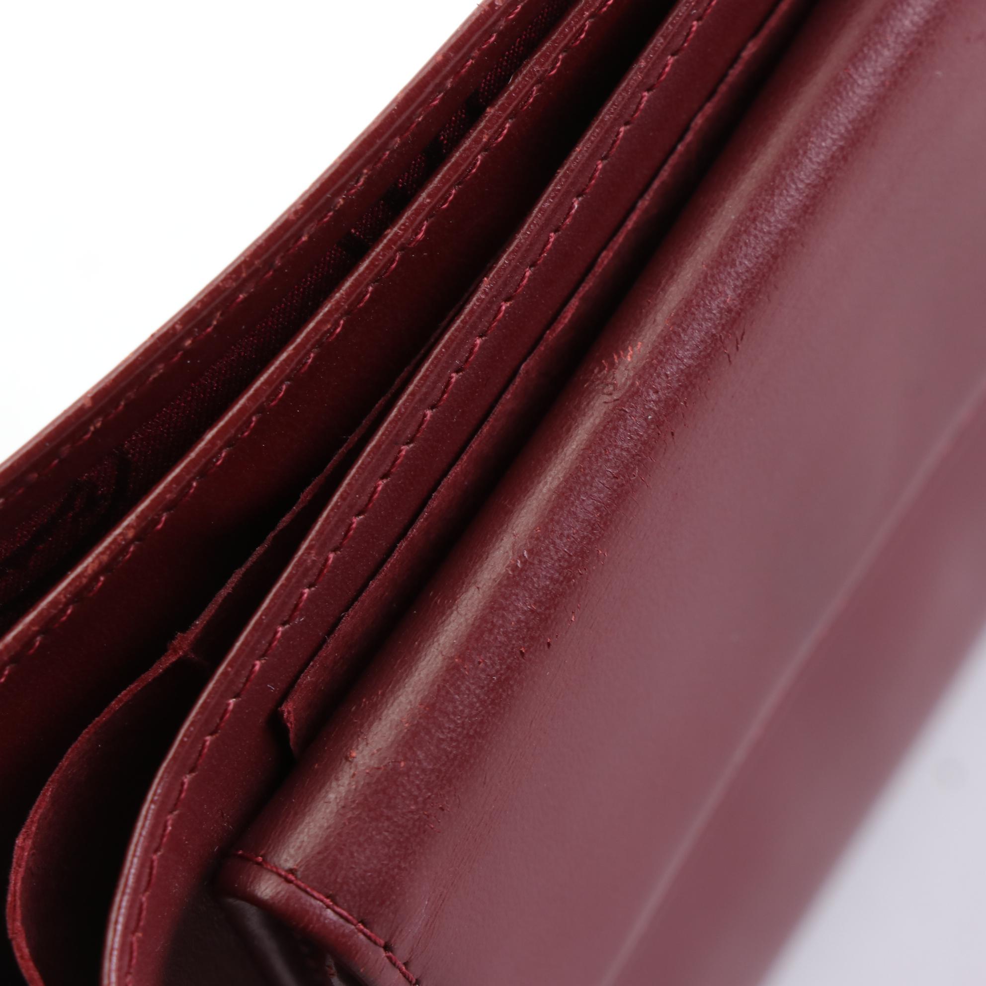 Cartier Bifold Wallet in Burgundy Leather with Box