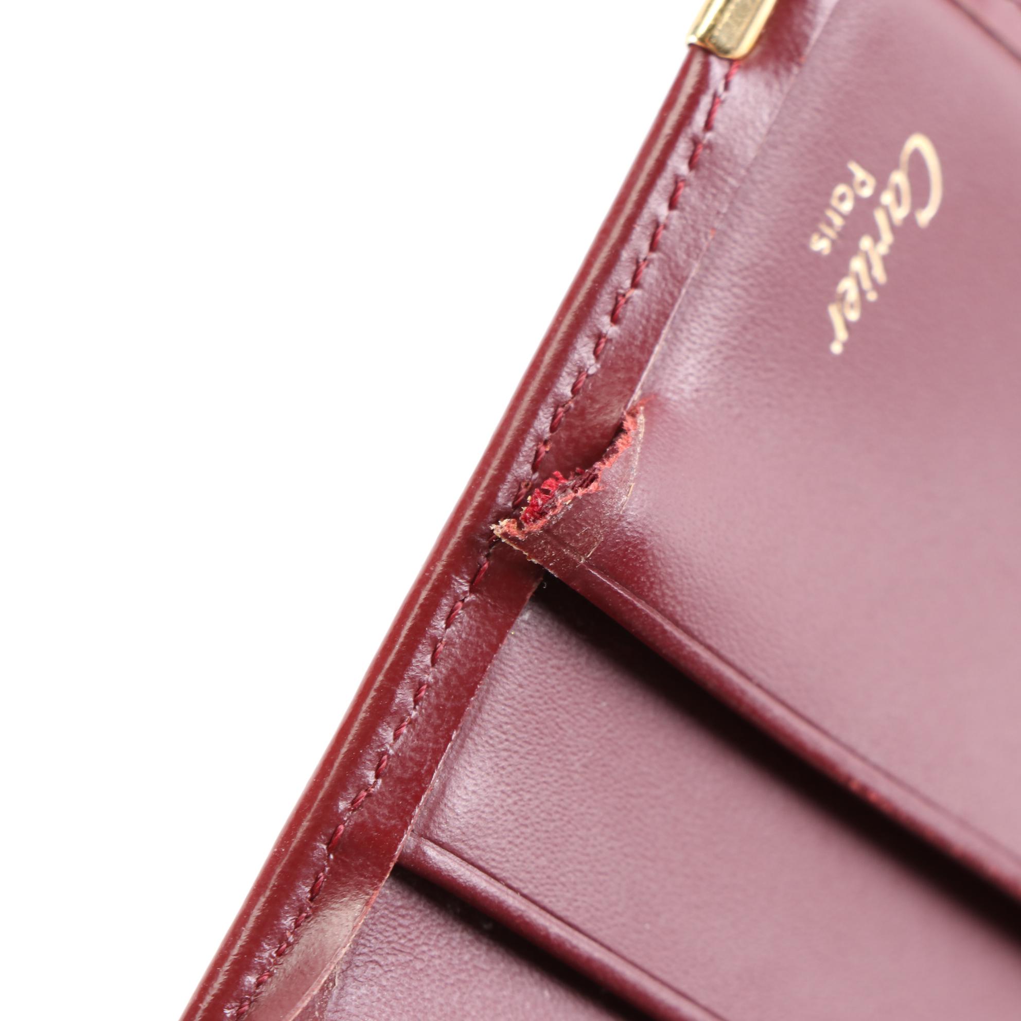 Cartier Bifold Wallet in Burgundy Leather with Box