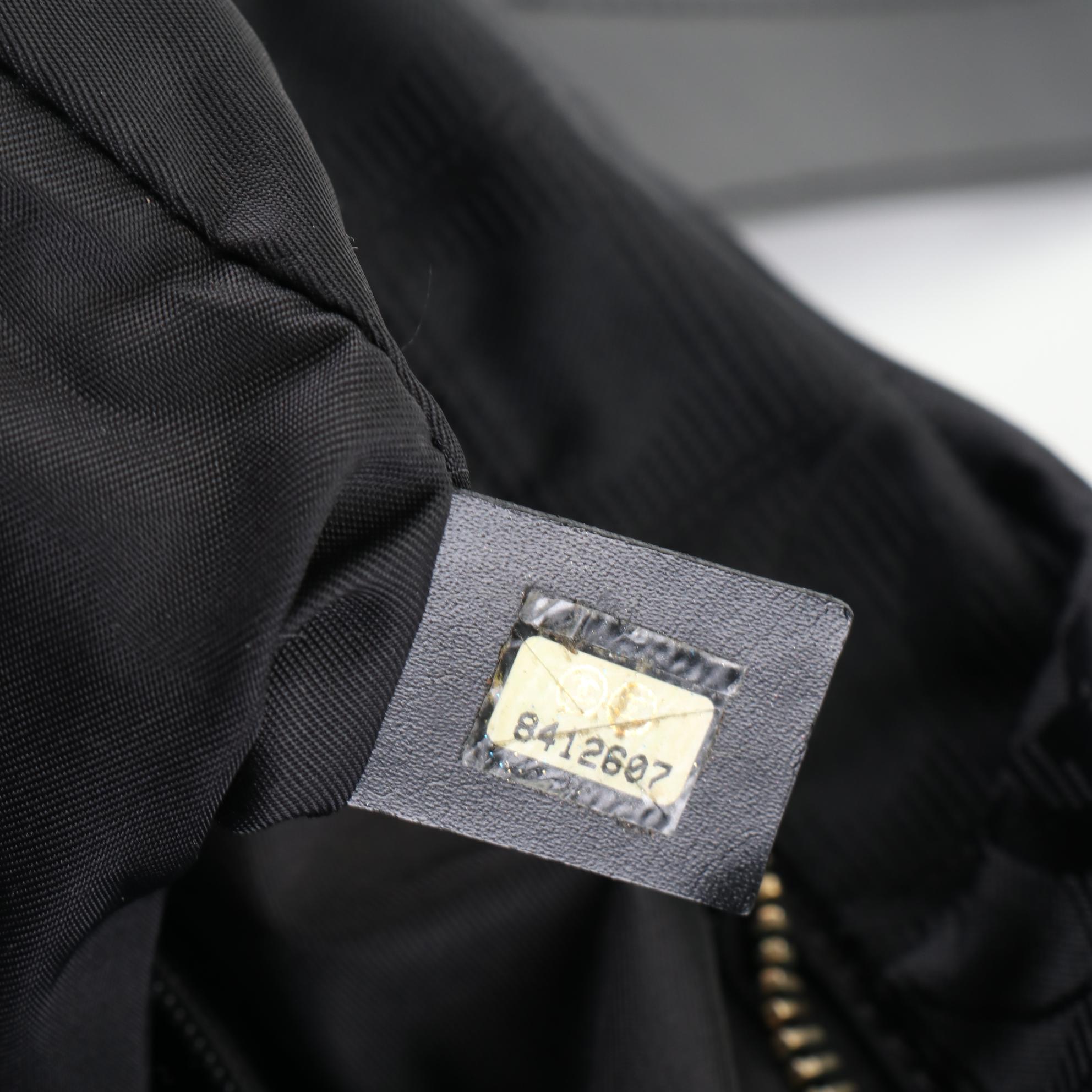 Chanel Travel Line Shoulder Bag in Black Nylon Jacquard and Leather