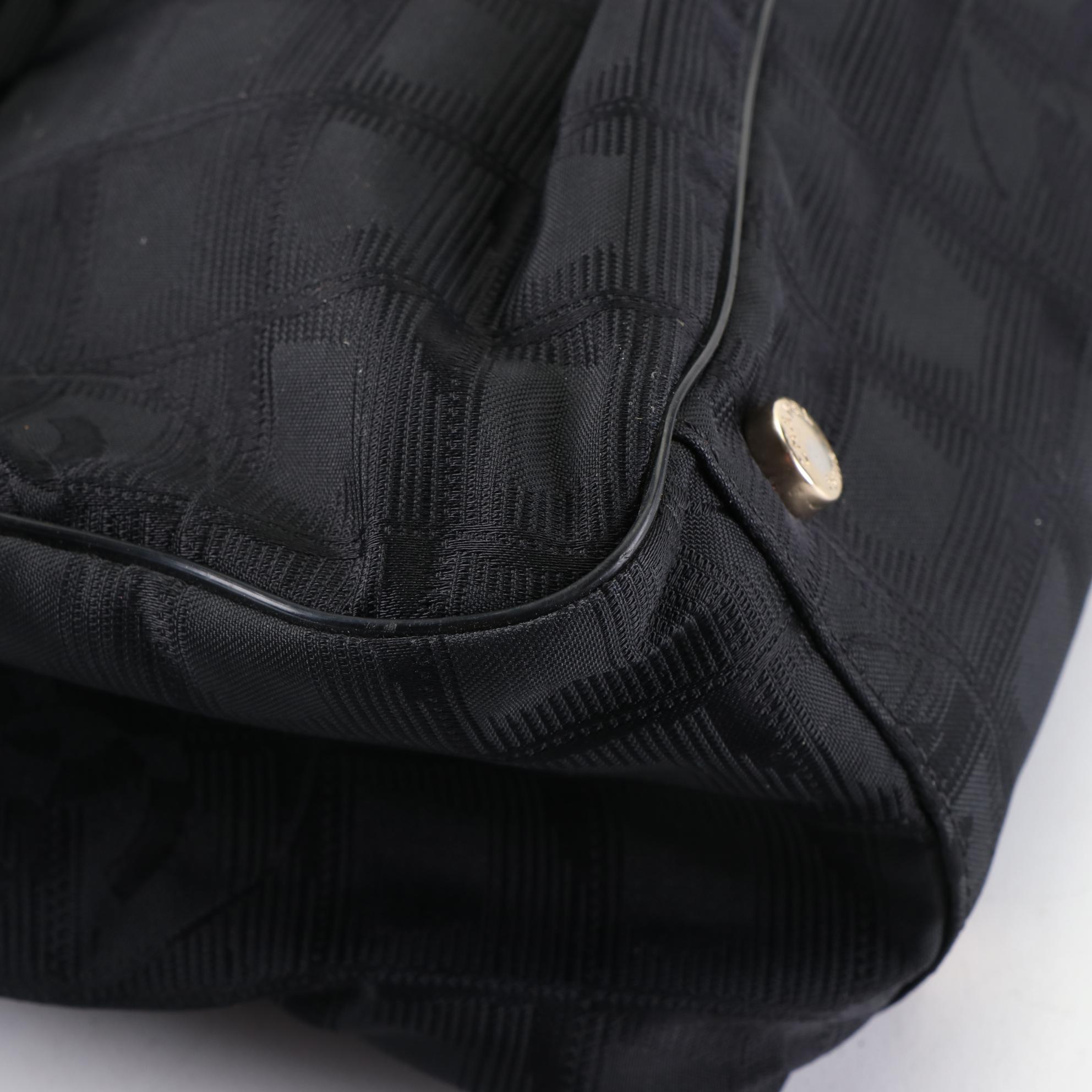 Chanel Travel Line Shoulder Bag in Black Nylon Jacquard and Leather