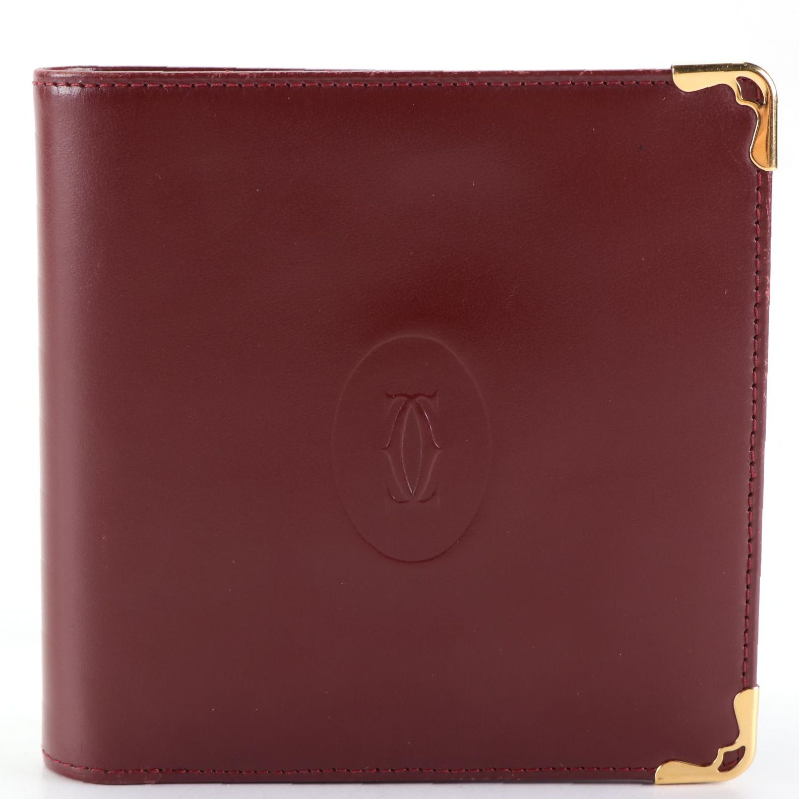 Cartier Bifold Wallet in Burgundy Leather with Box