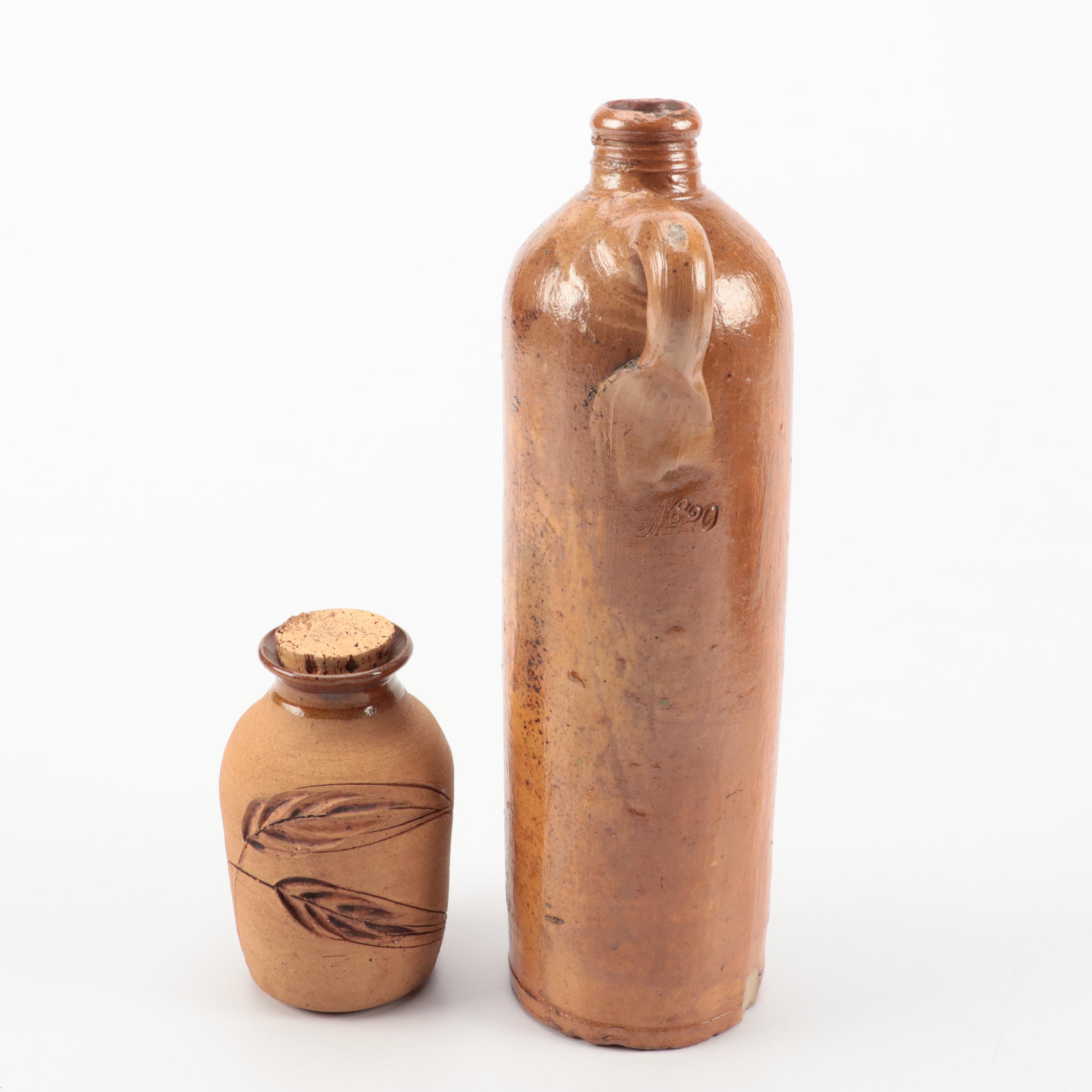 Antique Apollinaris Mineral Water Bottle, Signed Art Pottery Vase, and More