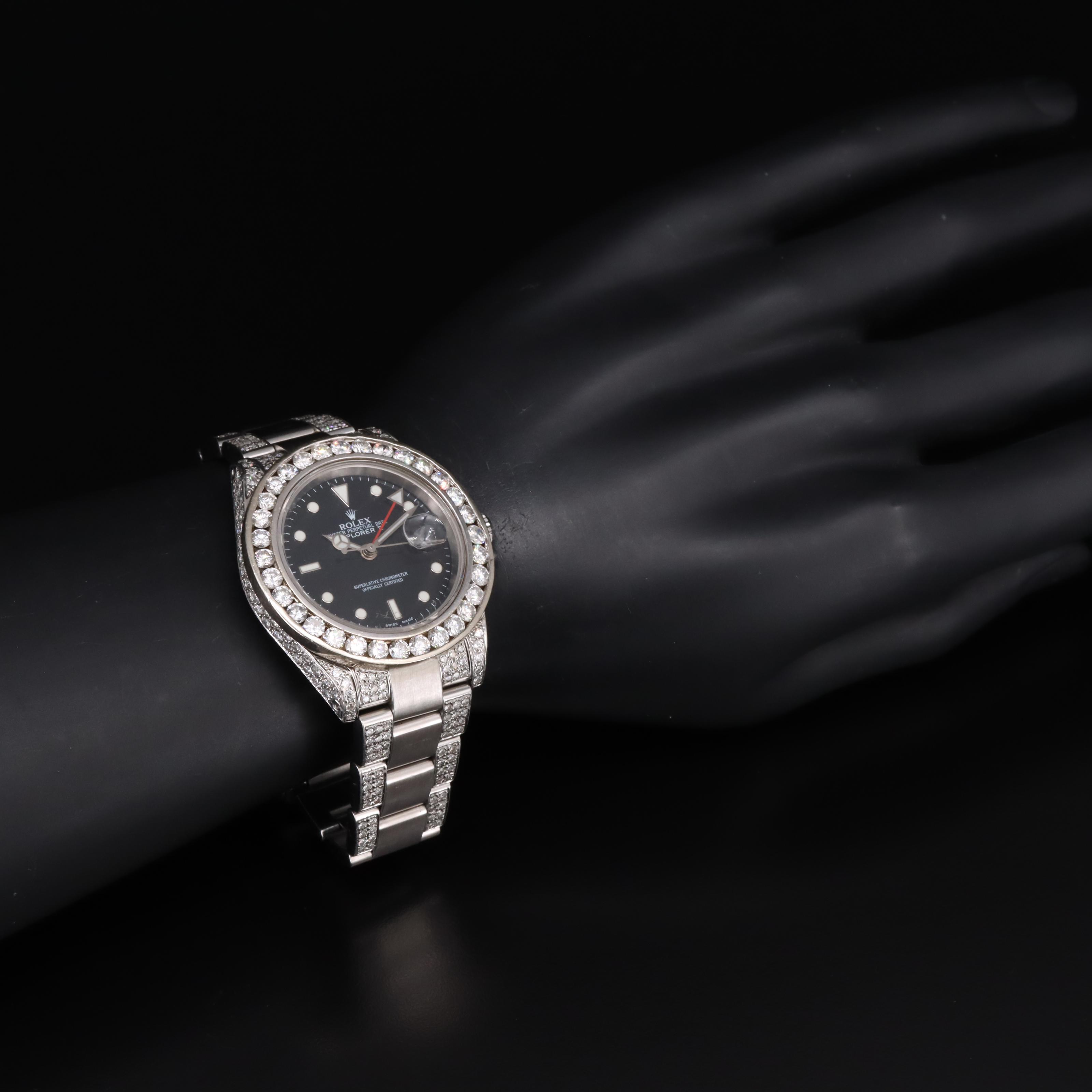 1999 Rolex Explorer II 8.83 CTW Custom Diamond Watch