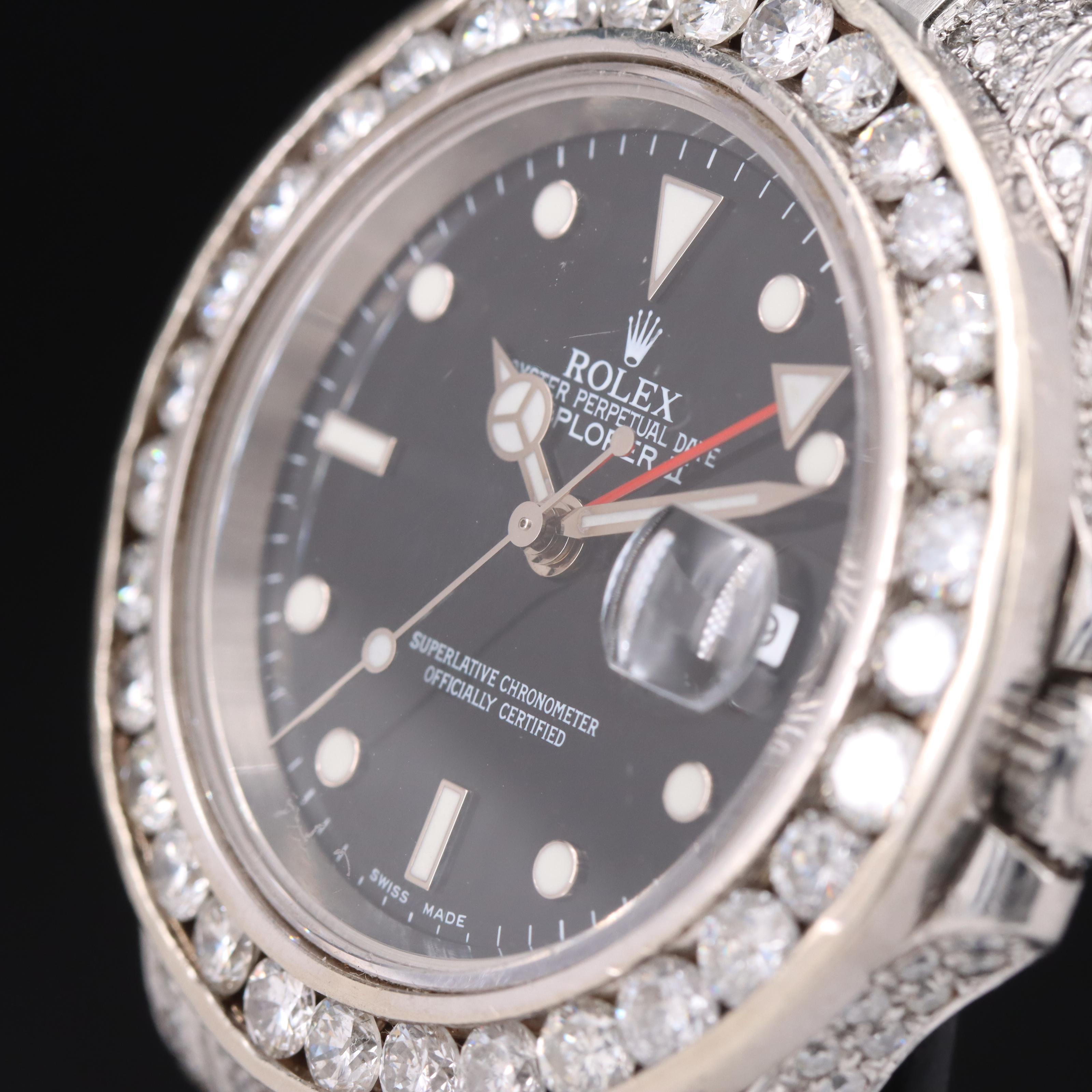 1999 Rolex Explorer II 8.83 CTW Custom Diamond Watch