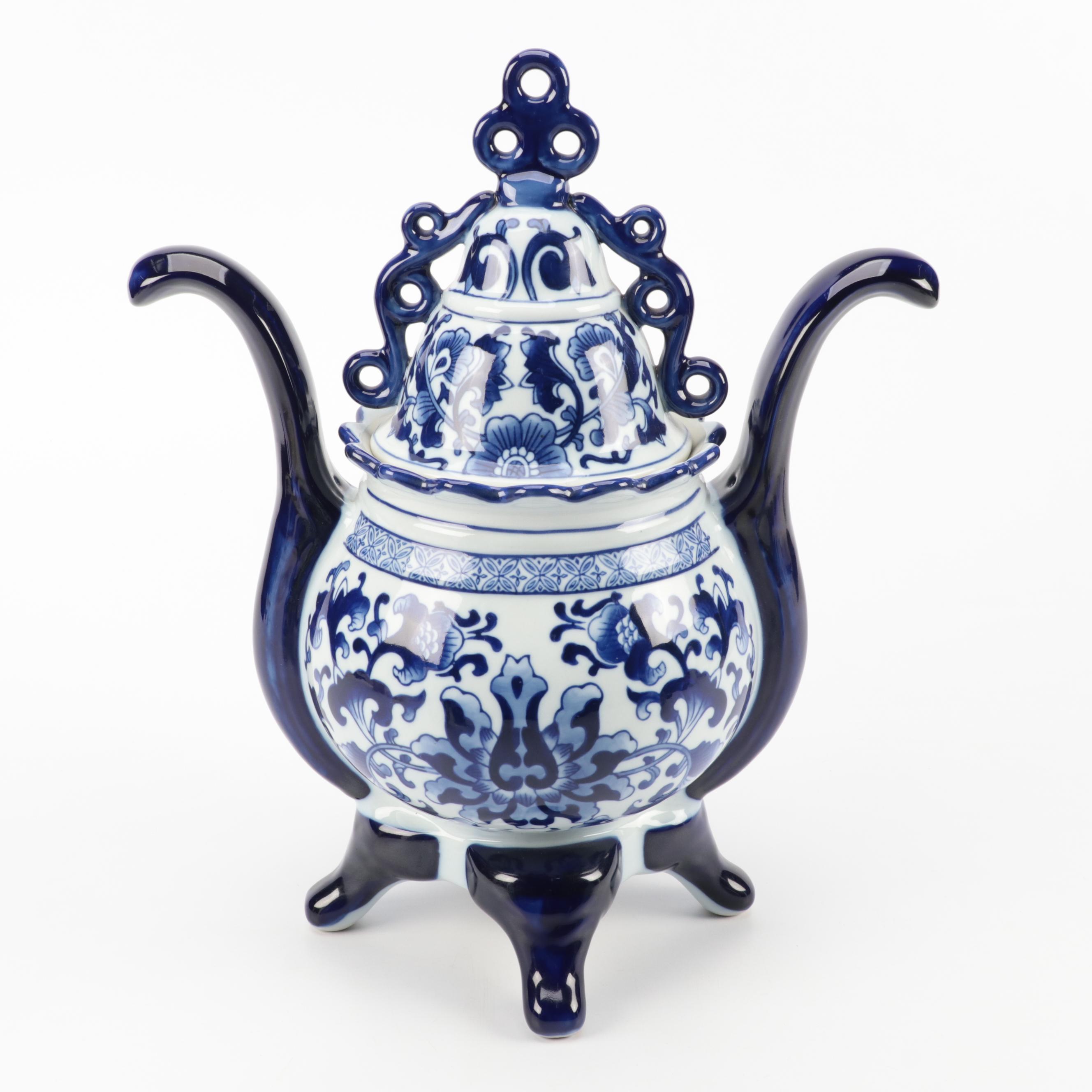 Bombay Co. Chinese Blue and Porcelain Jar with Other Vases and Teapot