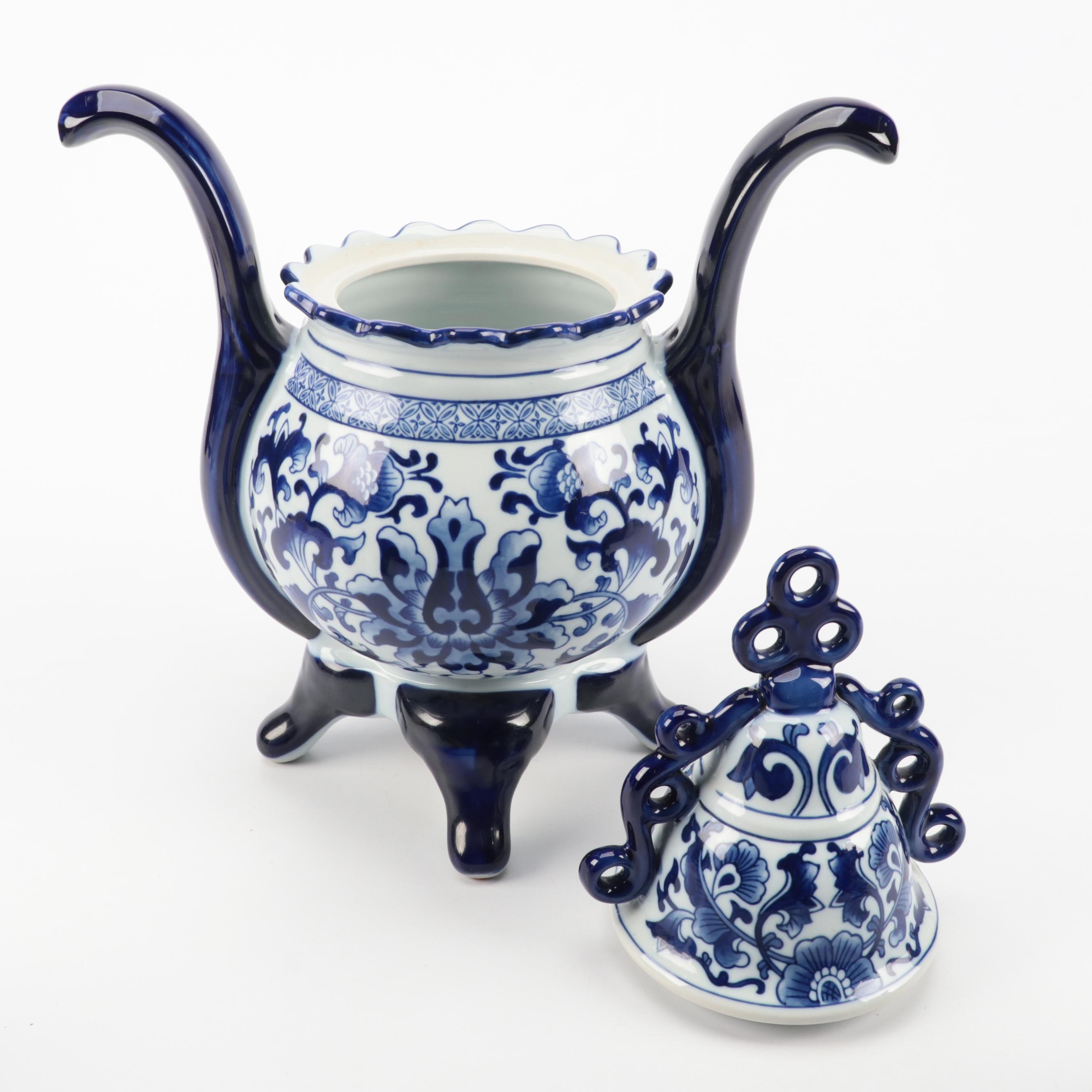 Bombay Co. Chinese Blue and Porcelain Jar with Other Vases and Teapot