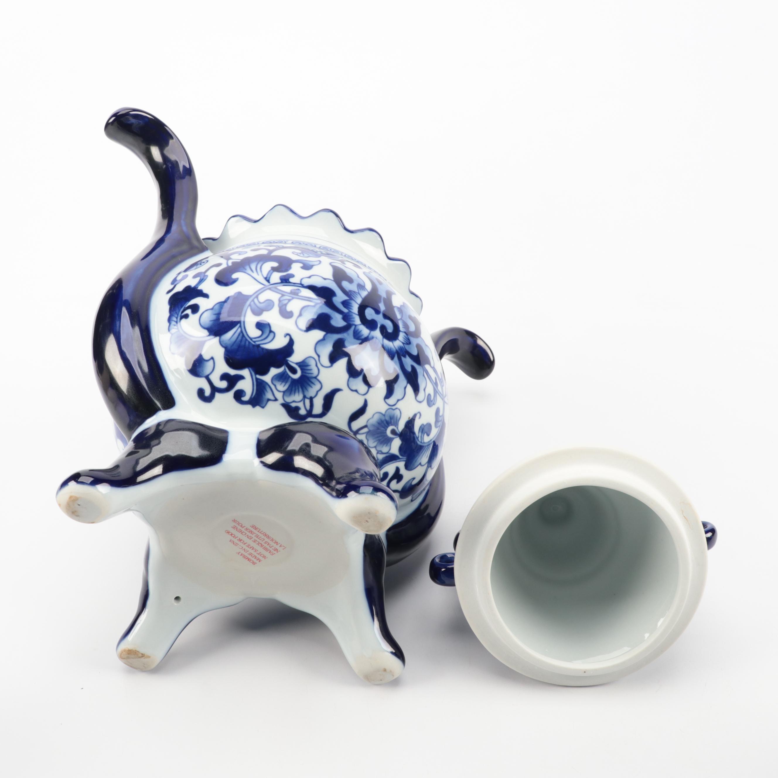 Bombay Co. Chinese Blue and Porcelain Jar with Other Vases and Teapot