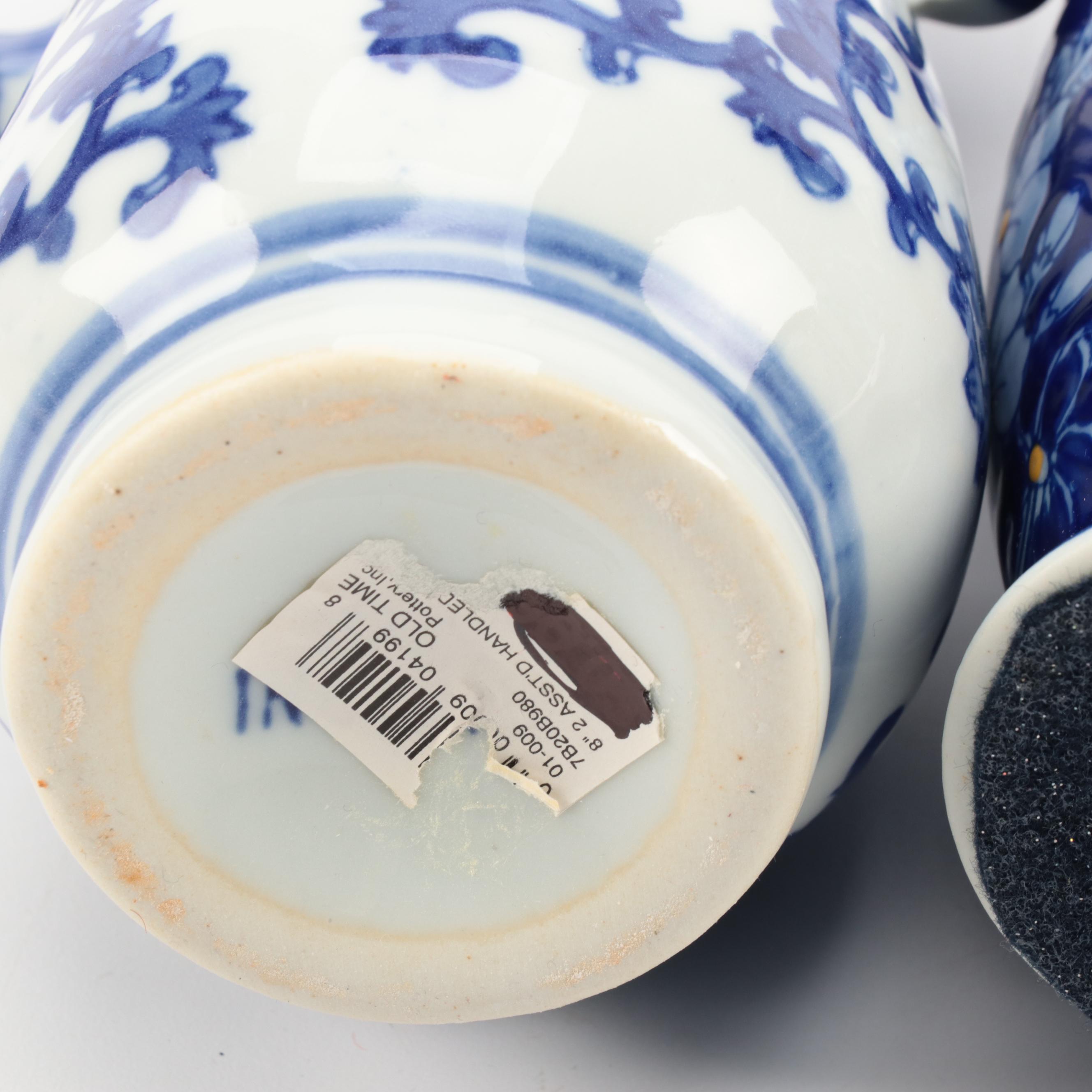 Bombay Co. Chinese Blue and Porcelain Jar with Other Vases and Teapot