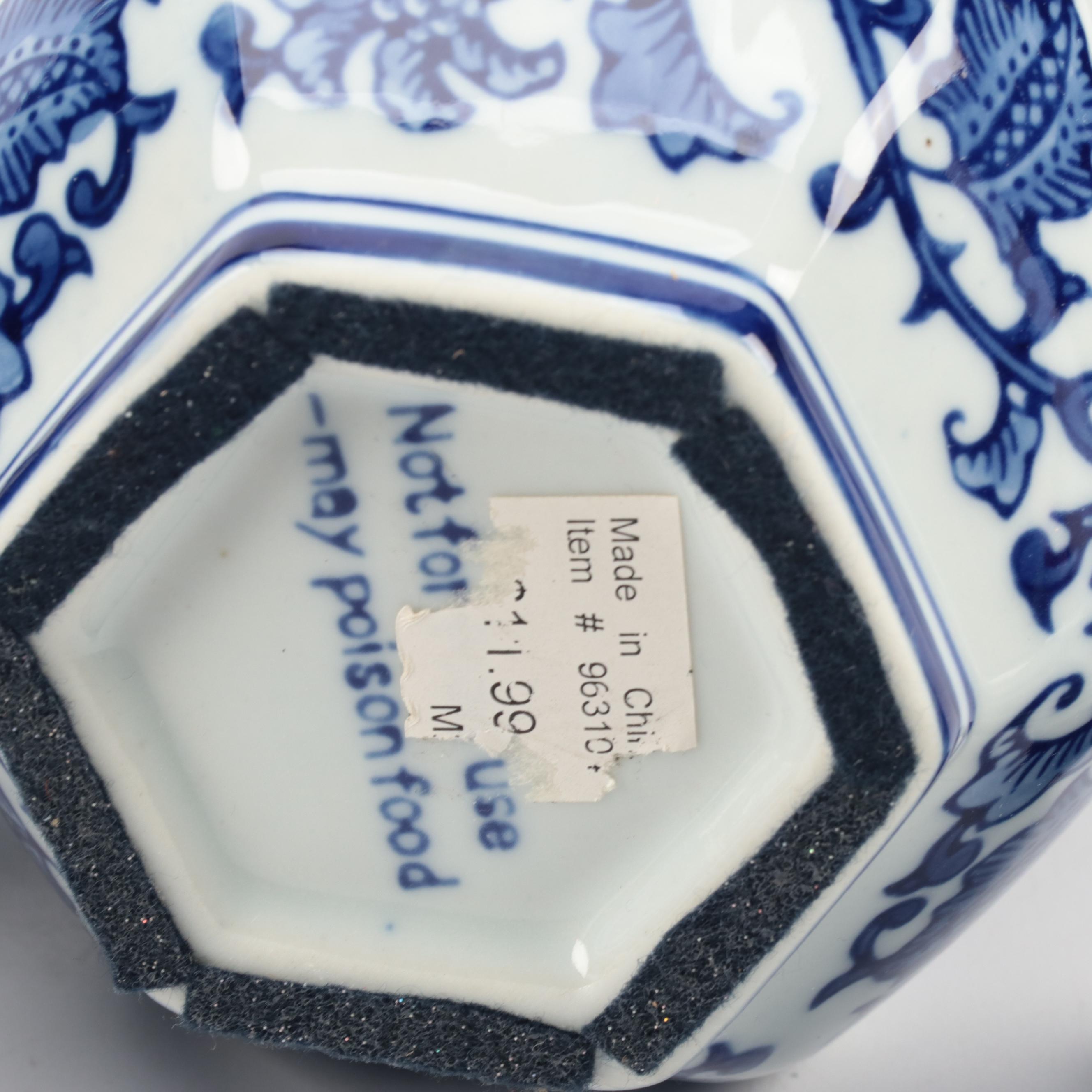 Bombay Co. Chinese Blue and Porcelain Jar with Other Vases and Teapot