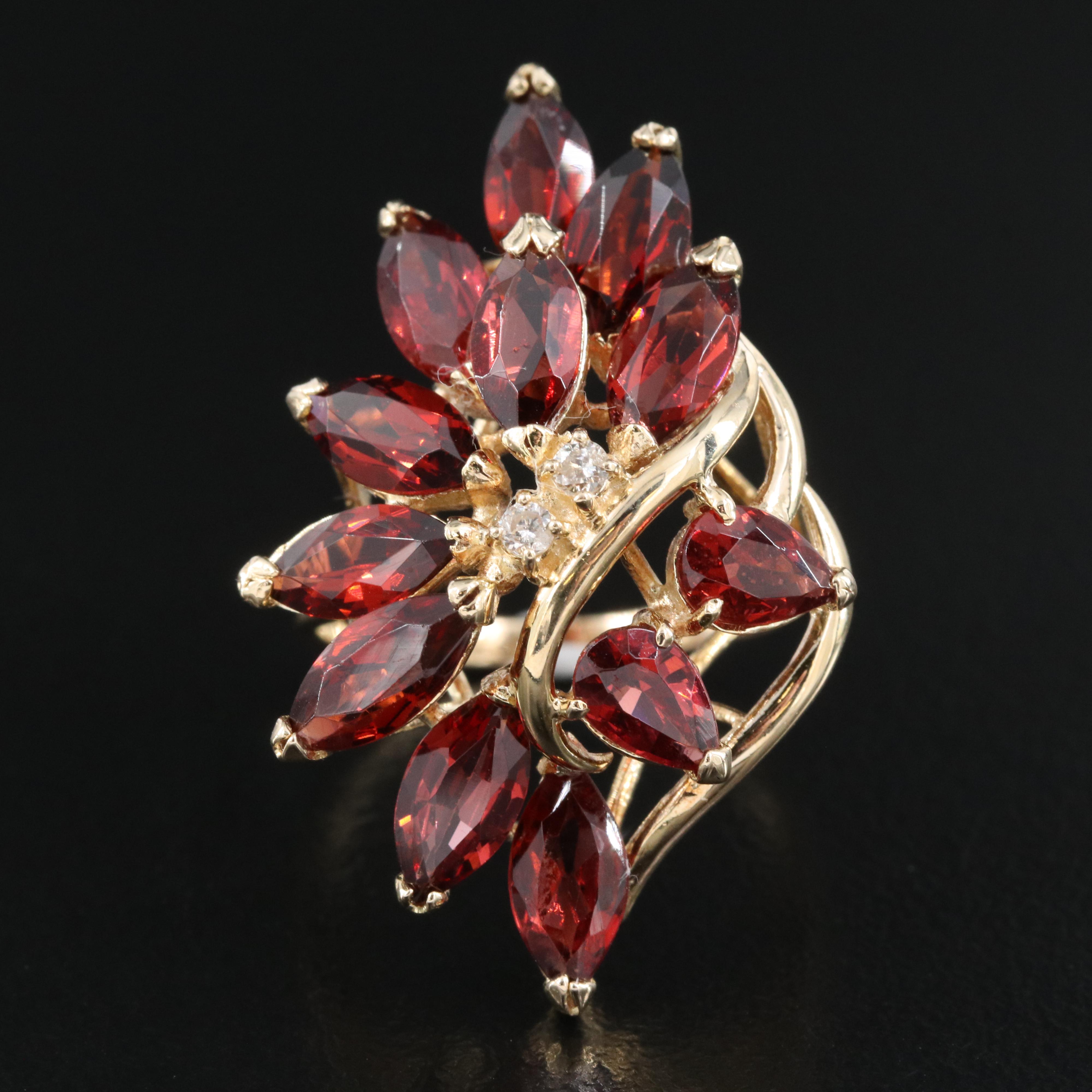 14K Garnet and Diamond Ring