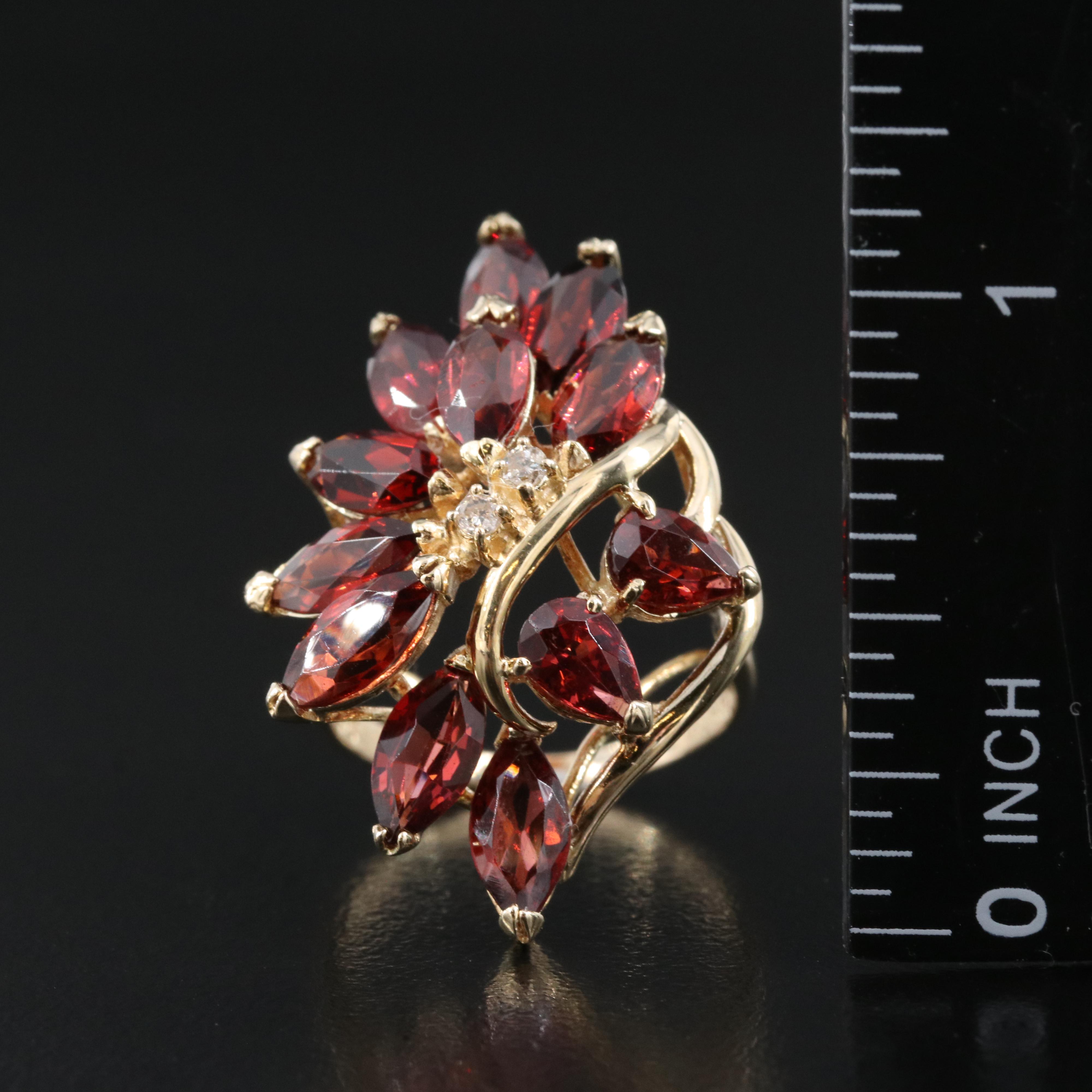 14K Garnet and Diamond Ring