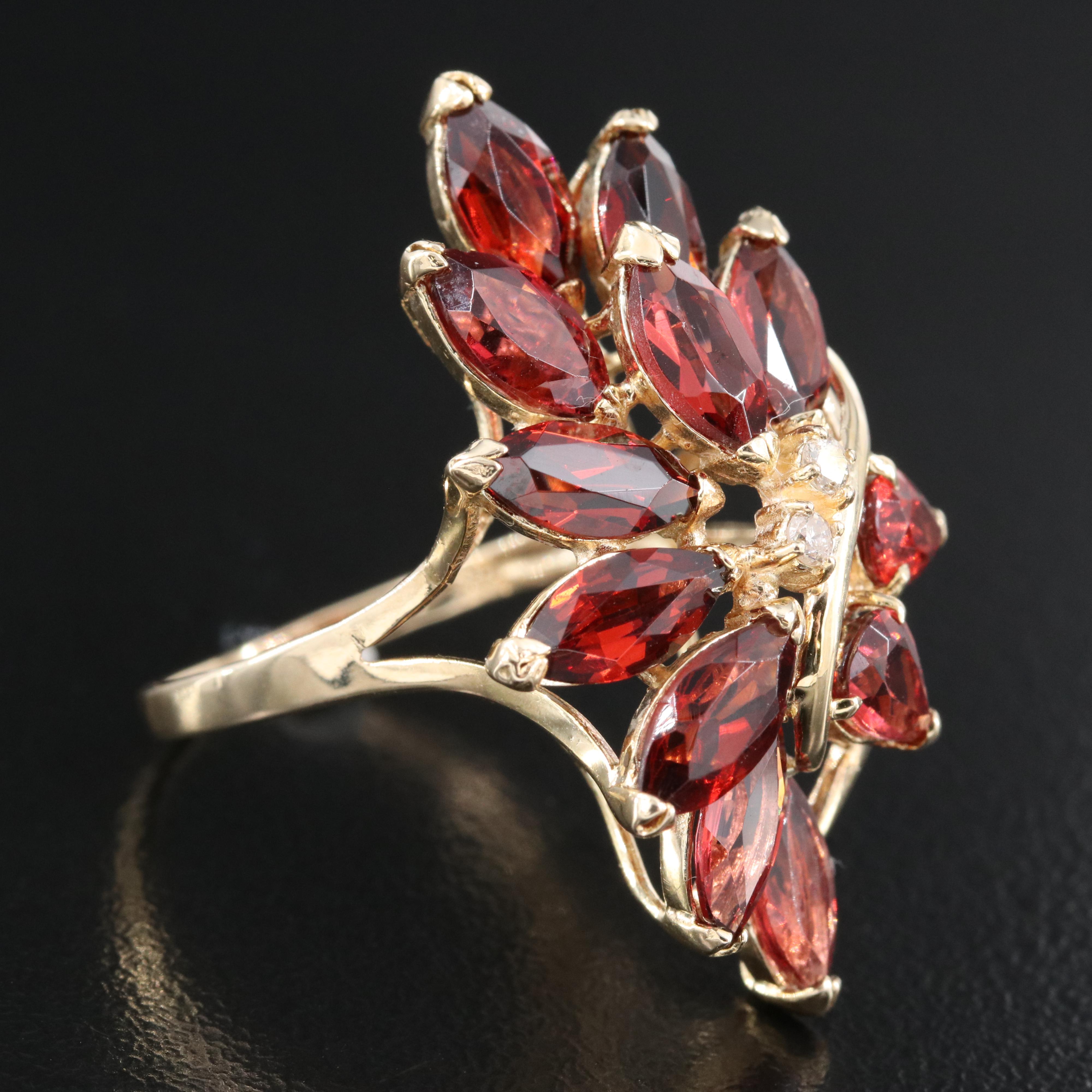 14K Garnet and Diamond Ring