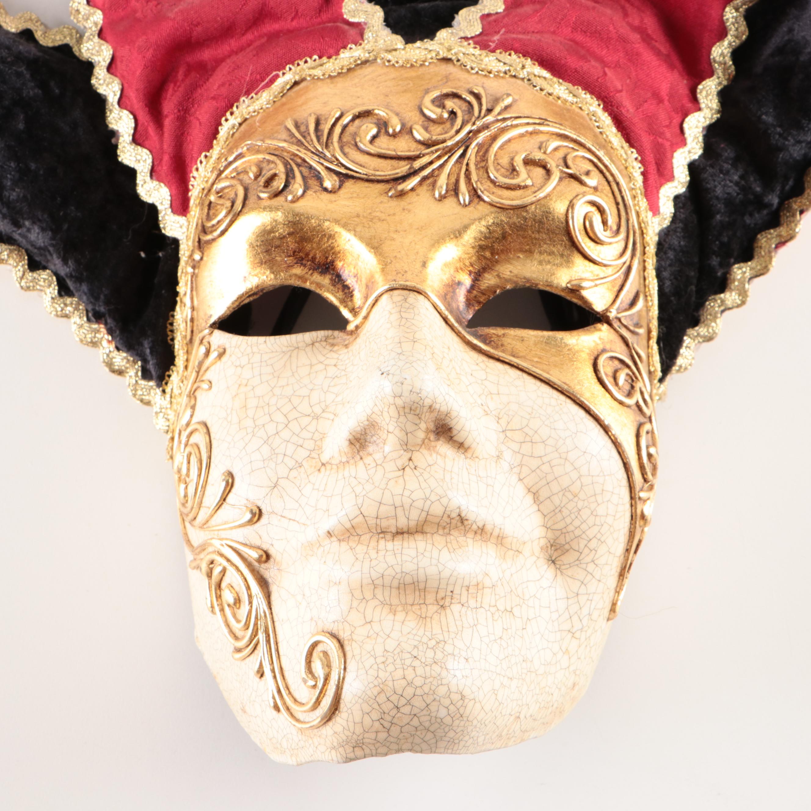 Venetian Jester Style Papier-Mâché Wall Mask