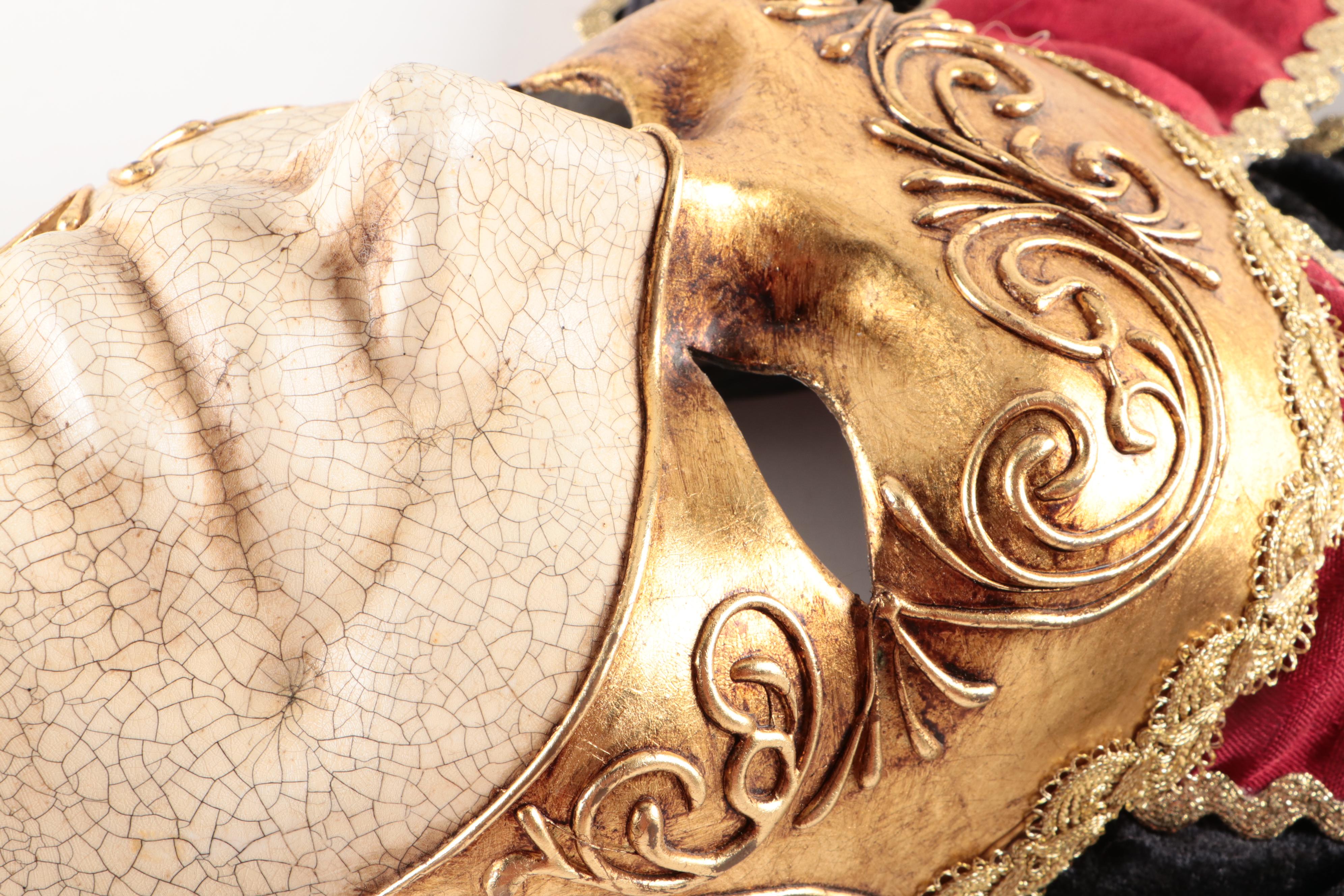 Venetian Jester Style Papier-Mâché Wall Mask