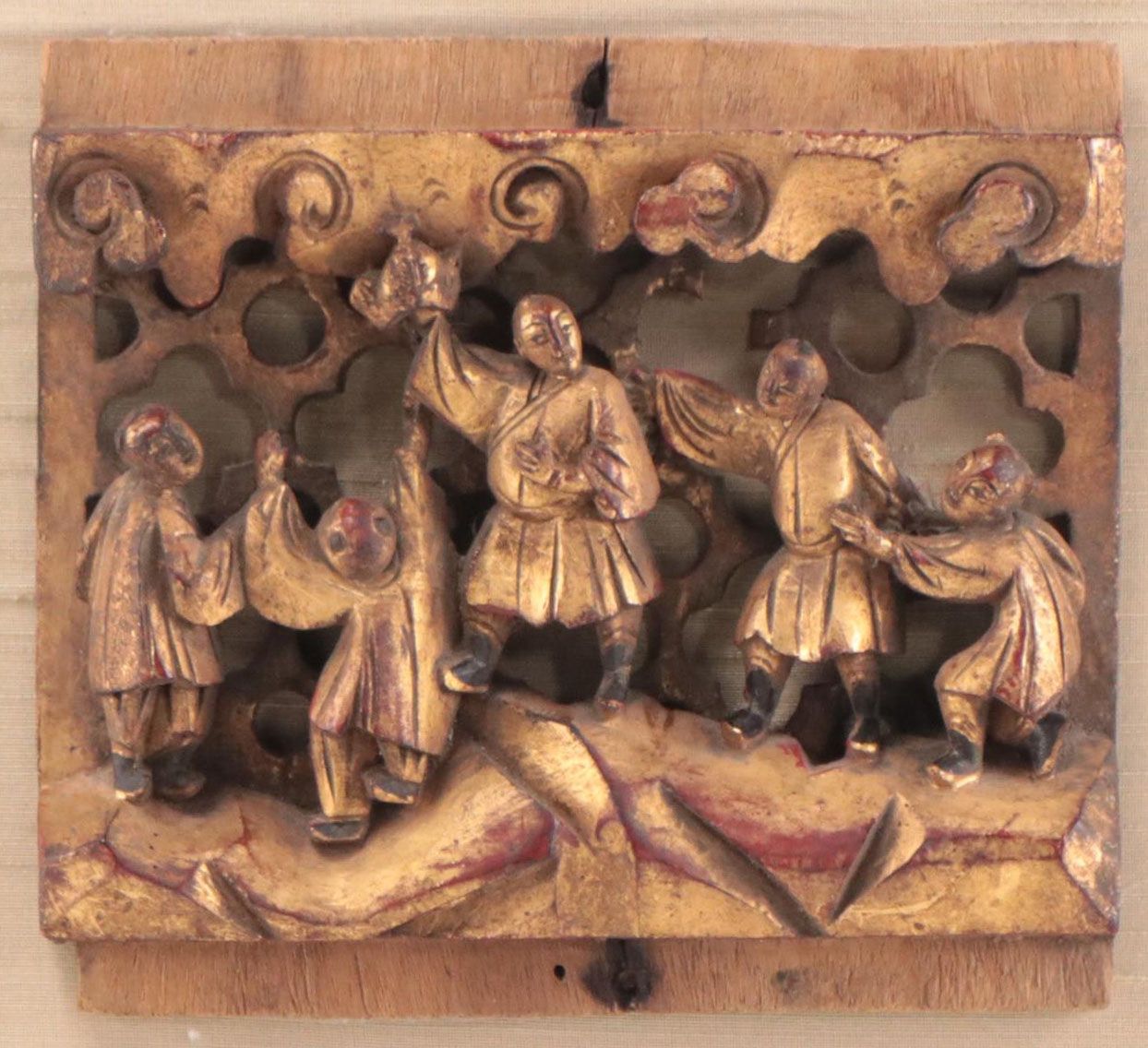Chinese Carved Gilt Wood Relief Panel