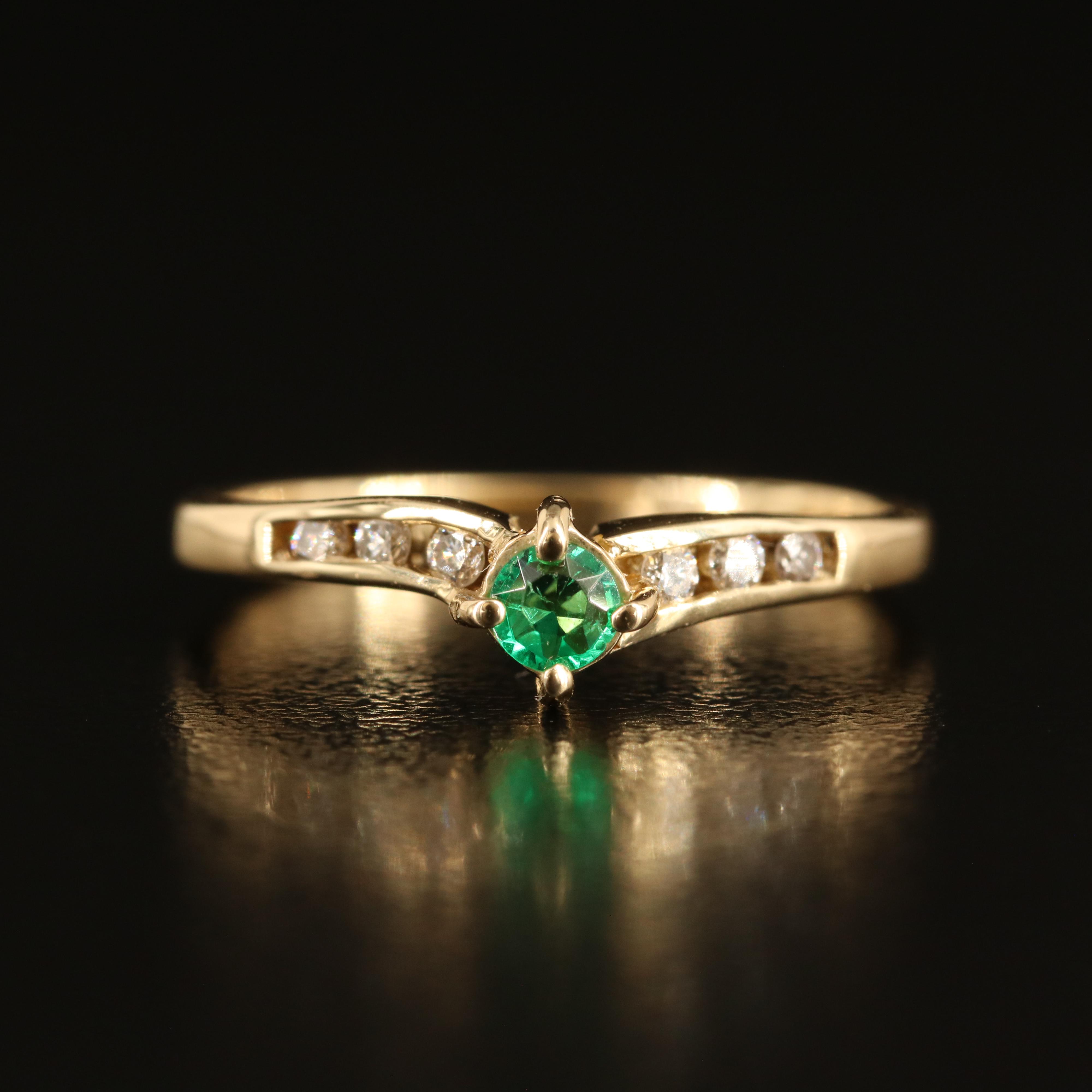 14K Emerald and Diamond Ring