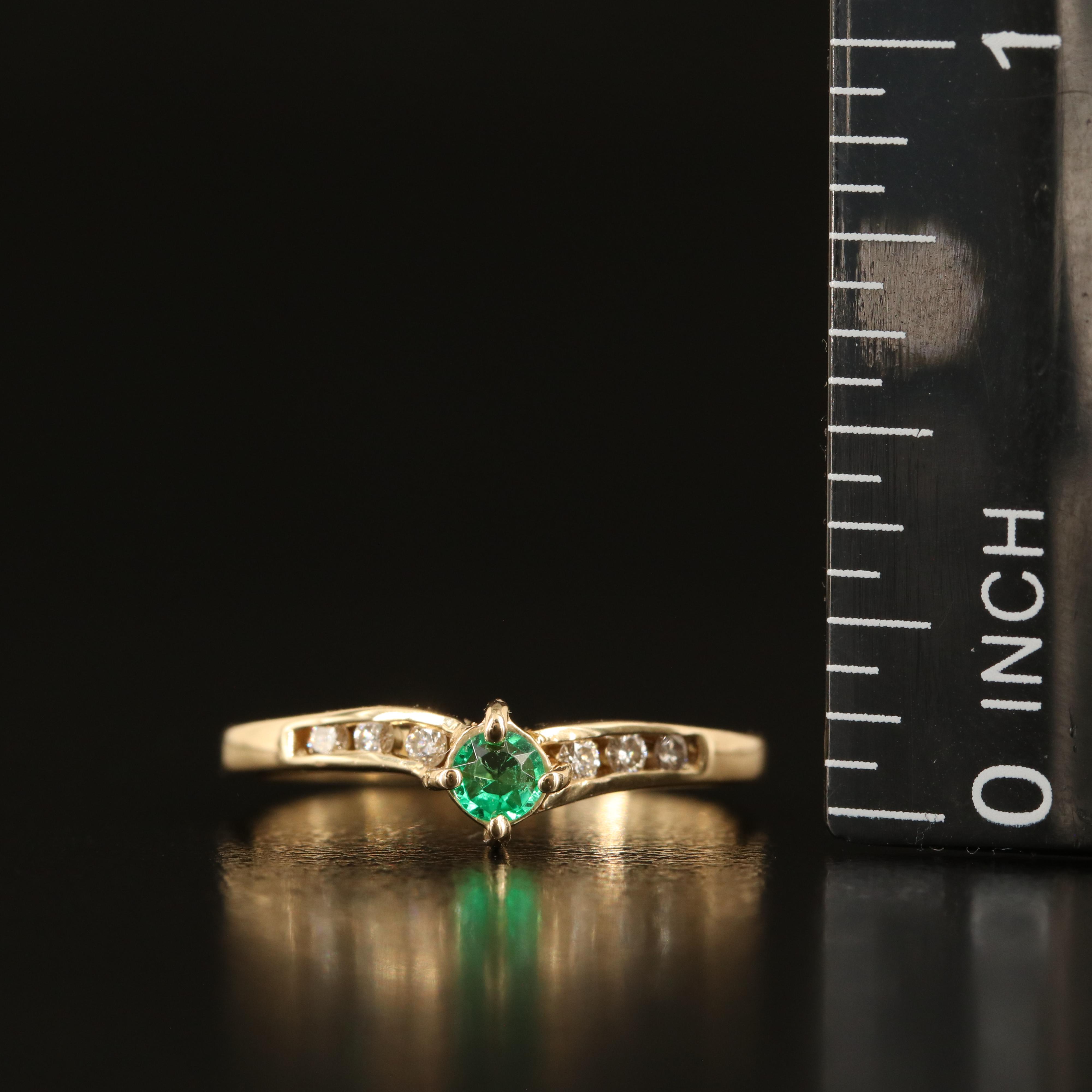 14K Emerald and Diamond Ring