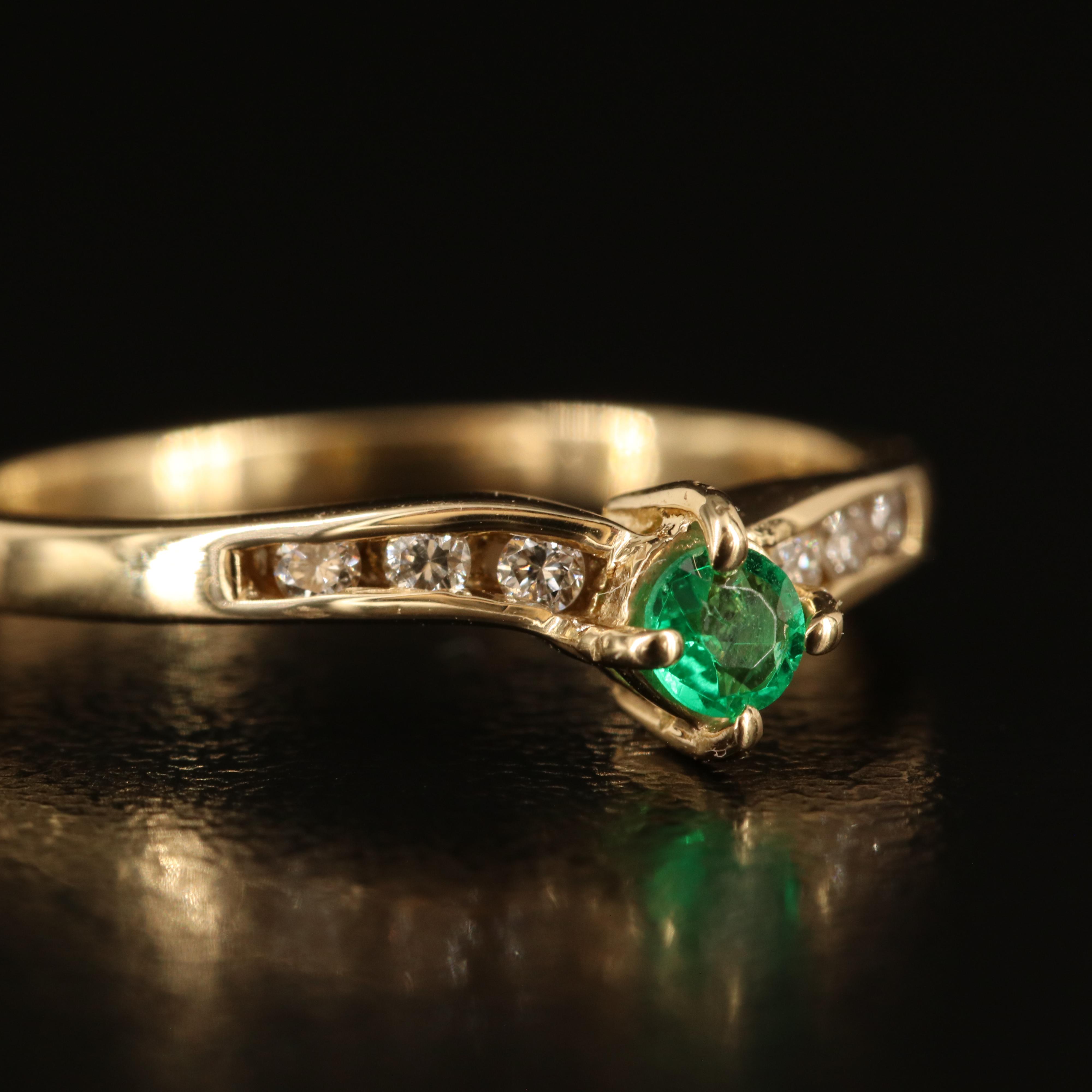 14K Emerald and Diamond Ring