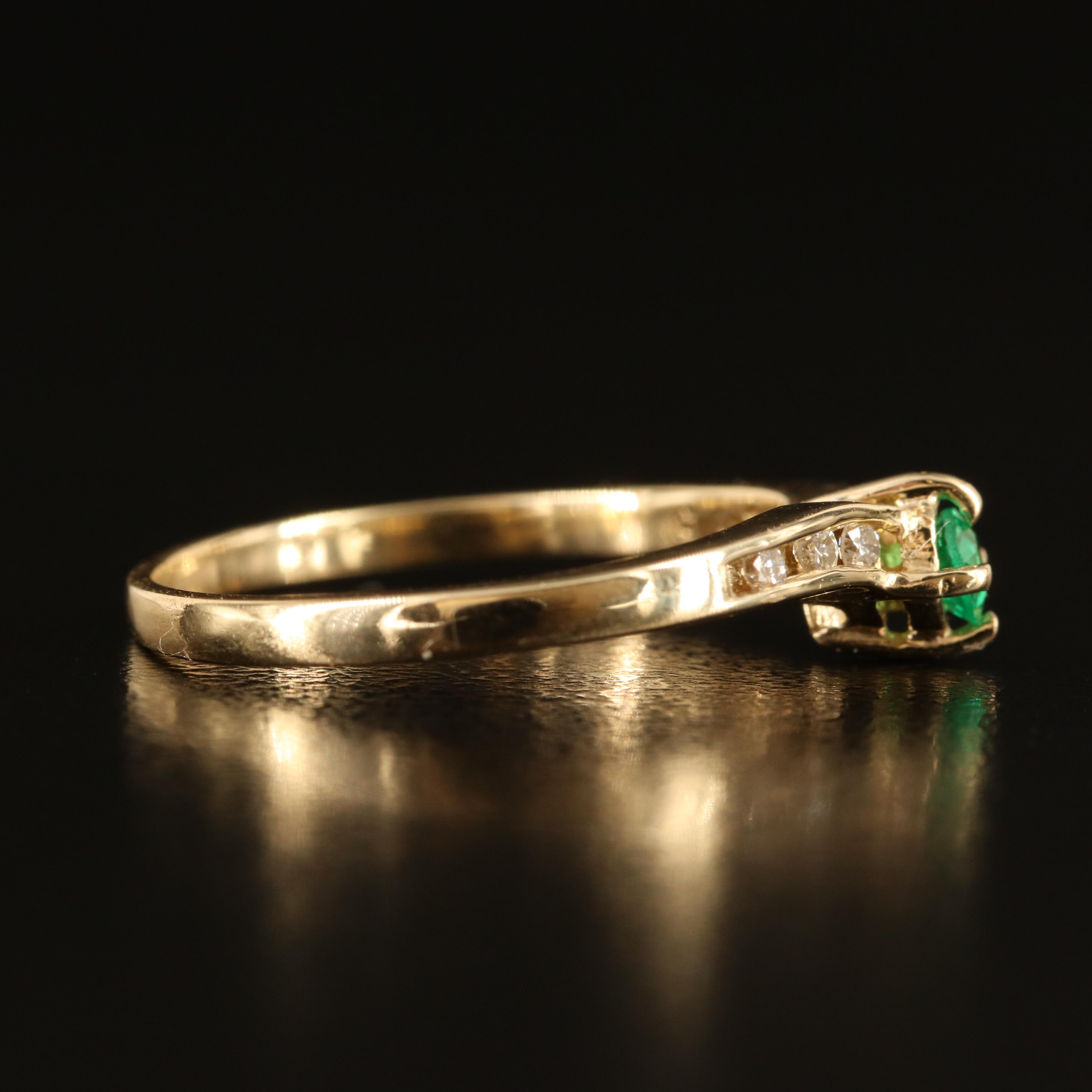 14K Emerald and Diamond Ring