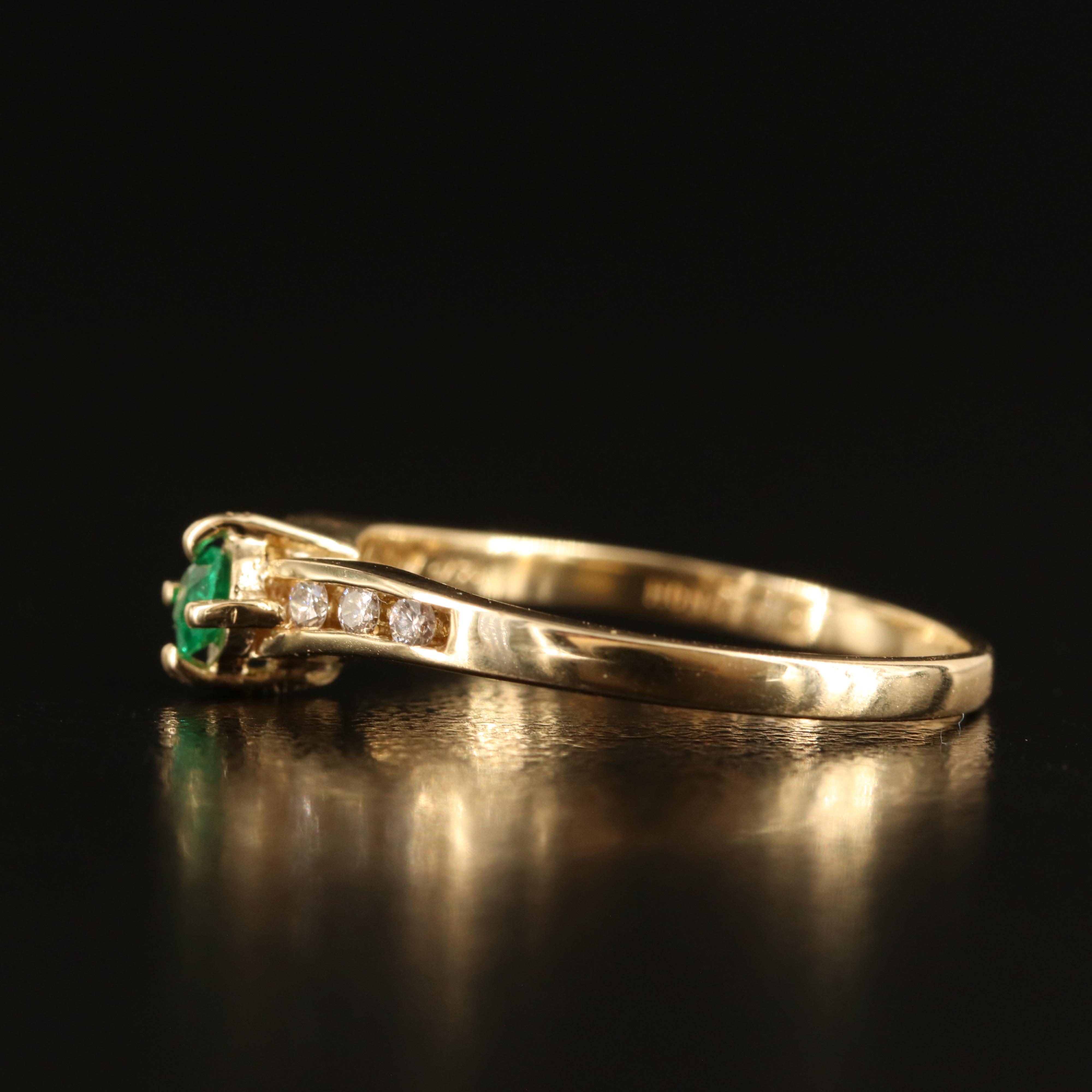 14K Emerald and Diamond Ring