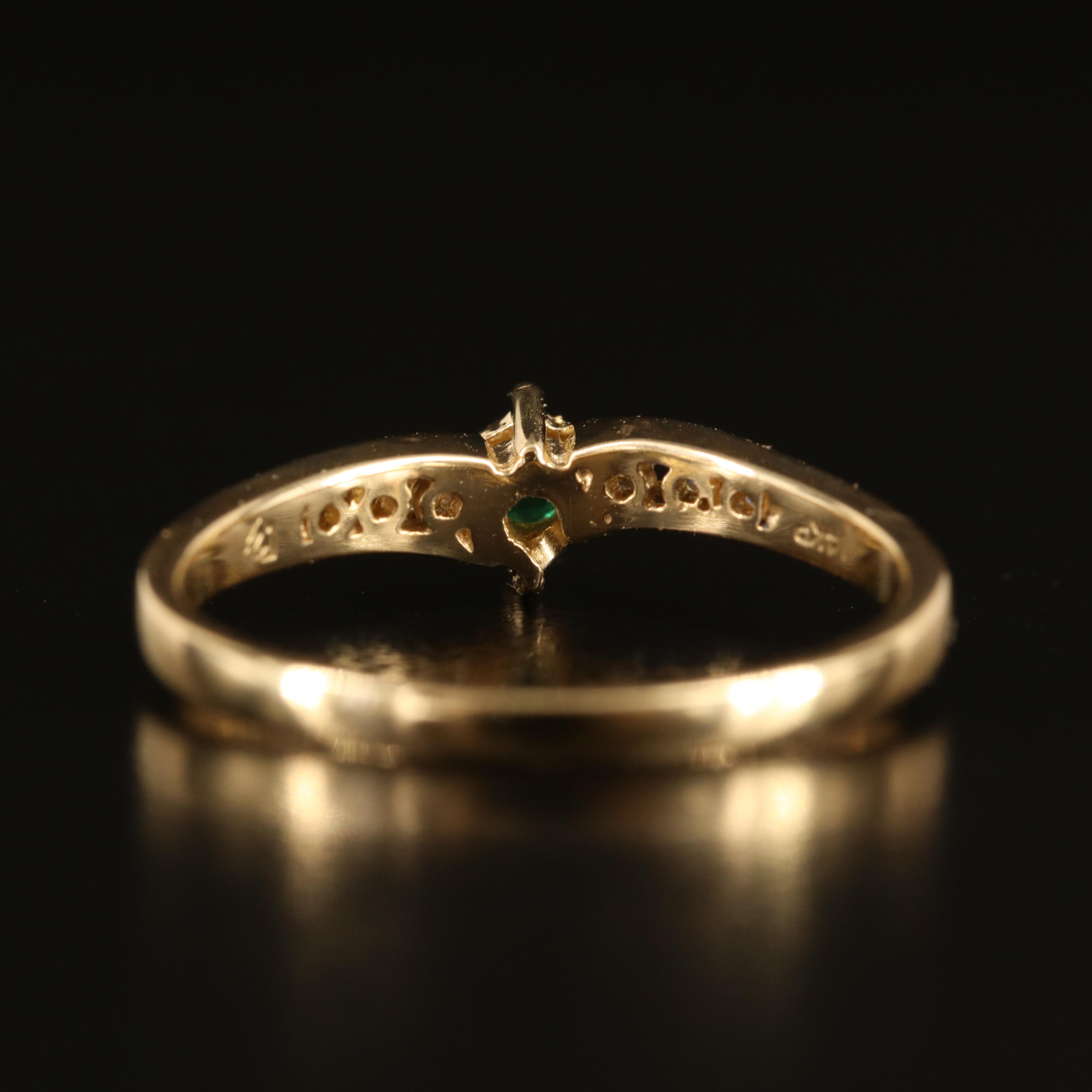 14K Emerald and Diamond Ring