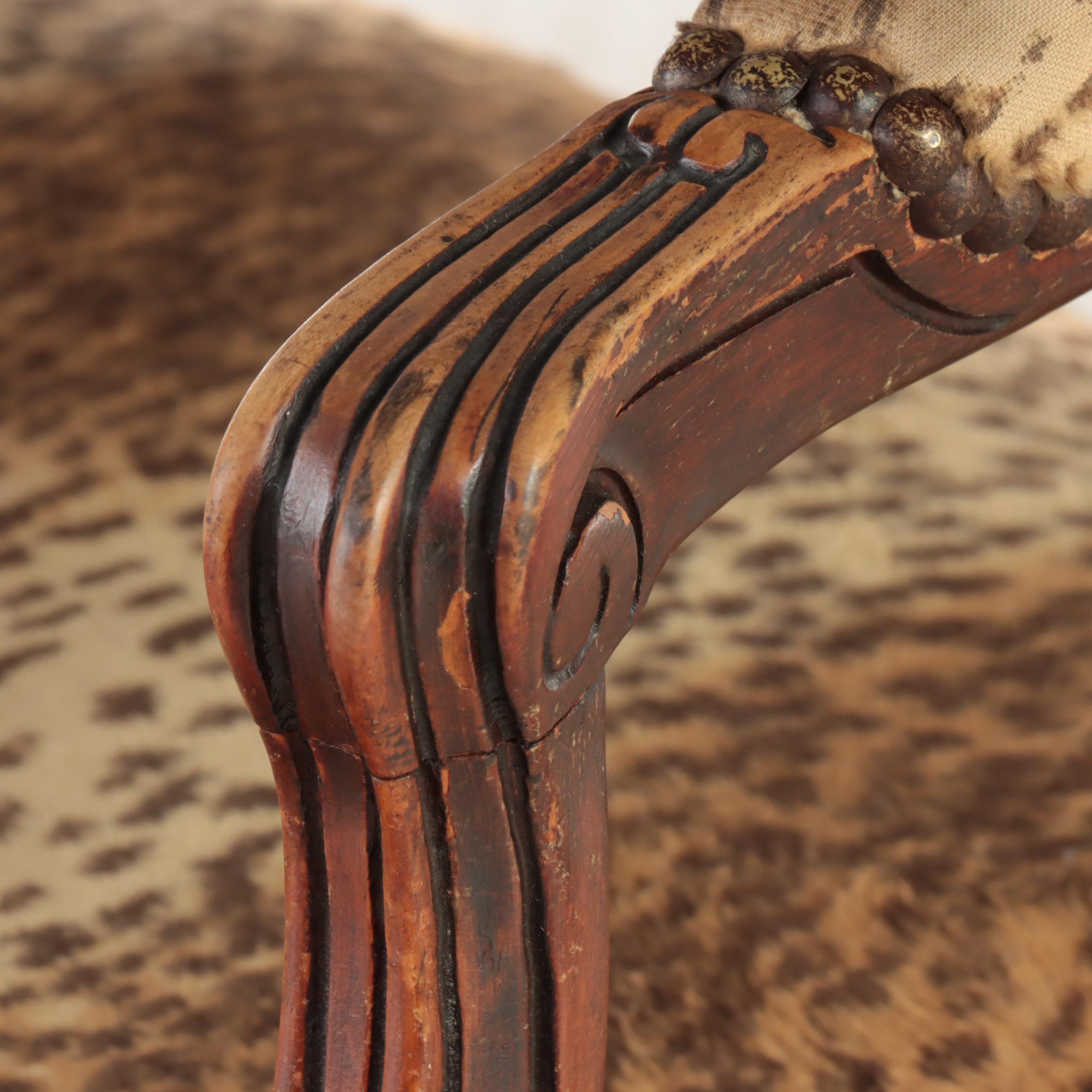 Rococo Revival Custom-Upholstered Carved Wooden Fauteuil Armchair