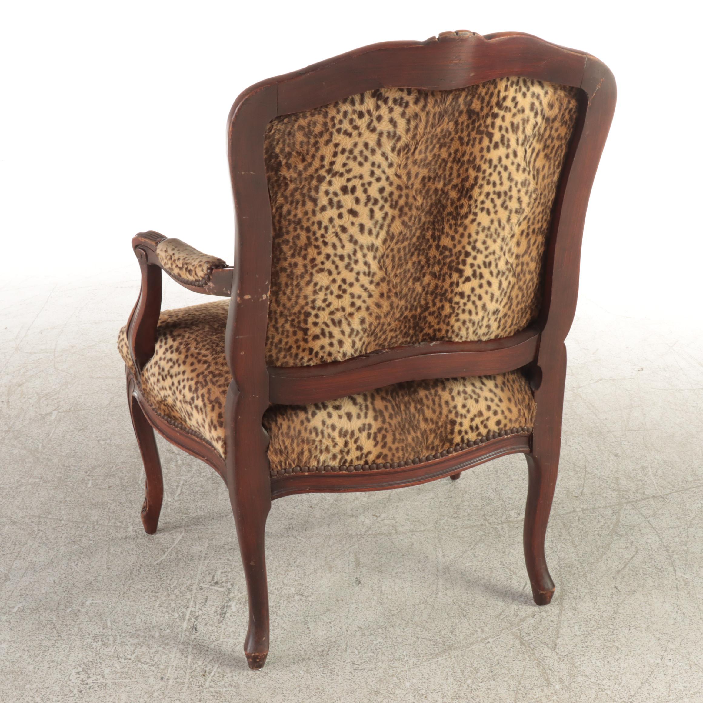 Rococo Revival Custom-Upholstered Carved Wooden Fauteuil Armchair