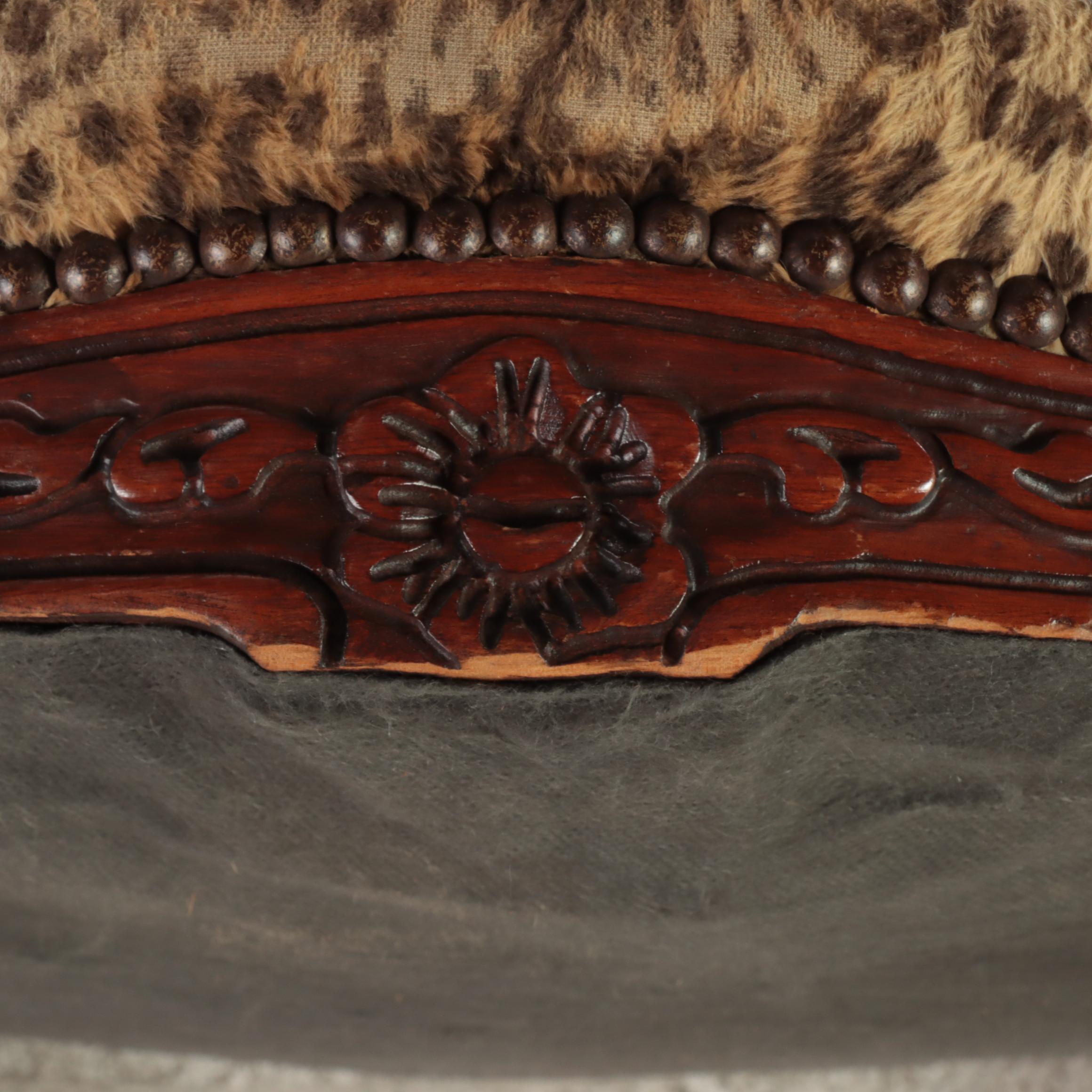 Rococo Revival Custom-Upholstered Carved Wooden Fauteuil Armchair