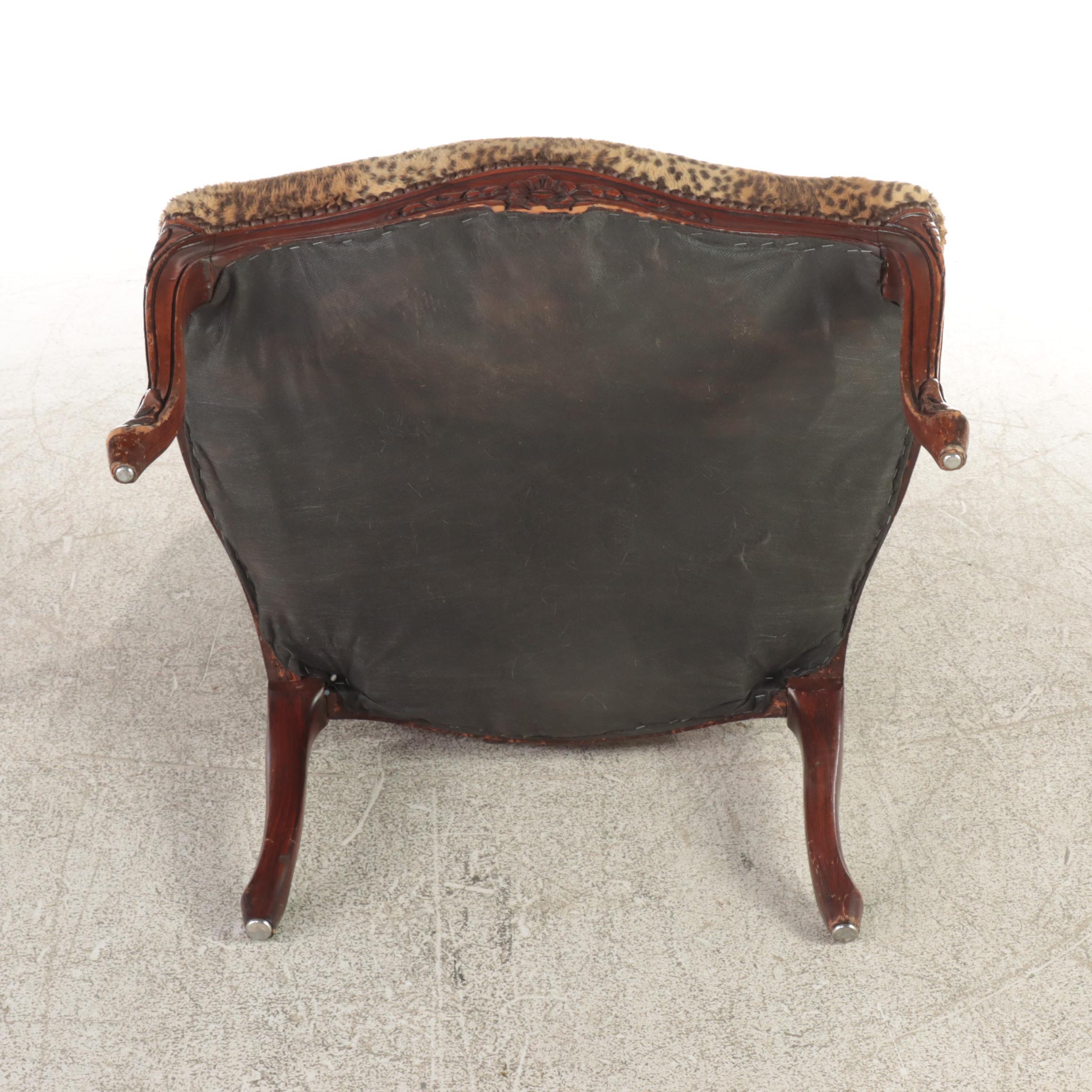 Rococo Revival Custom-Upholstered Carved Wooden Fauteuil Armchair