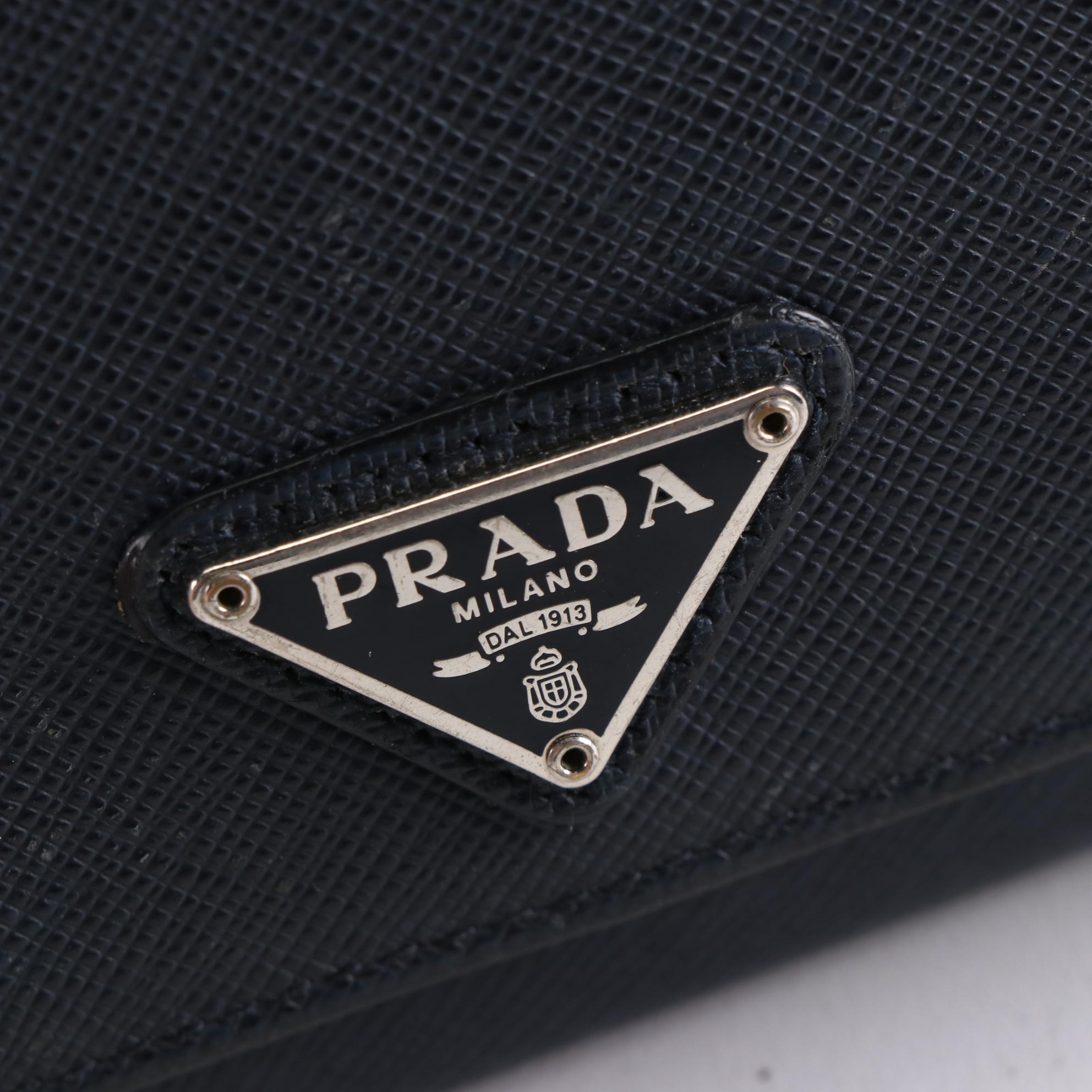 Prada Triangle Logo Flap Wallet in Saffiano Leather