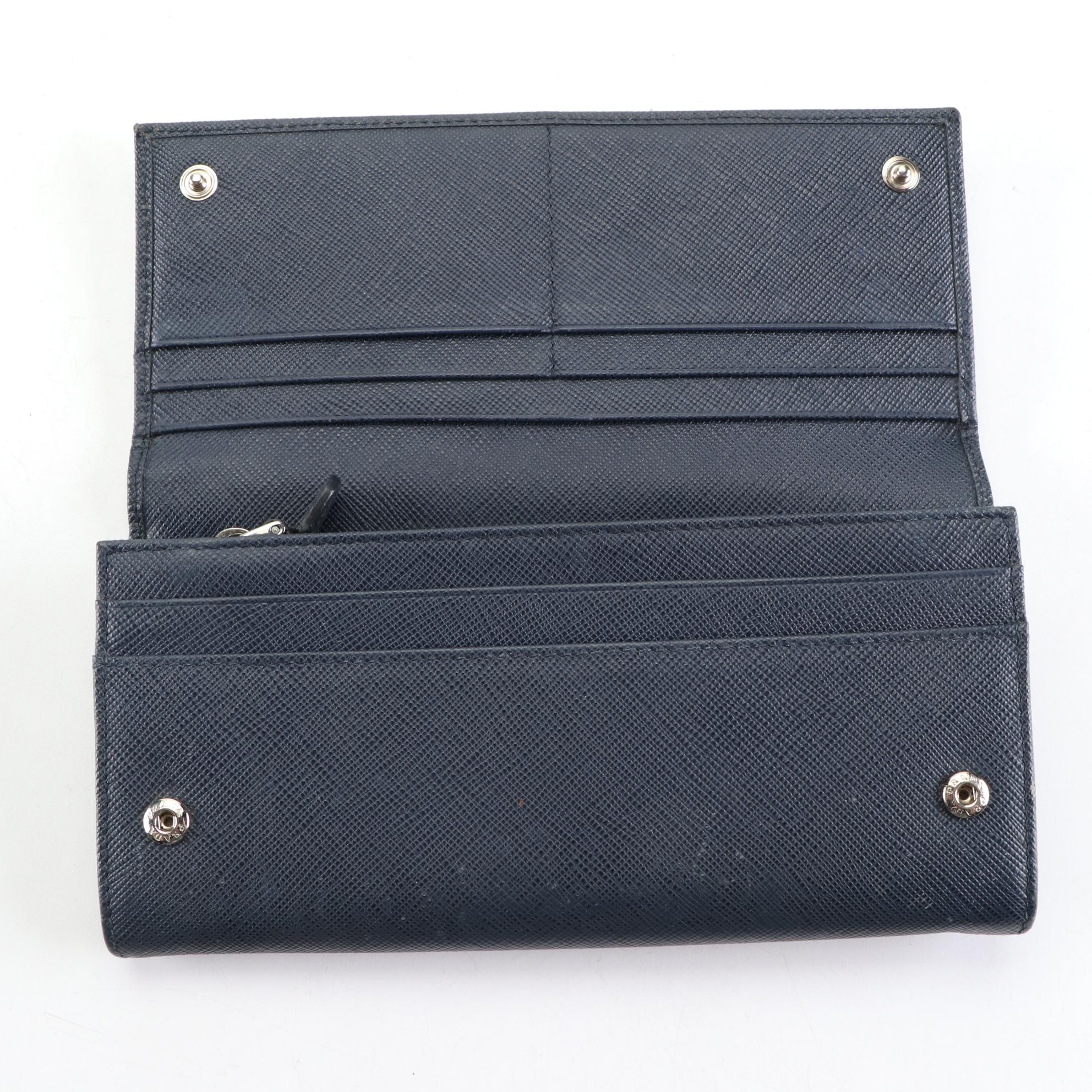 Prada Triangle Logo Flap Wallet in Saffiano Leather