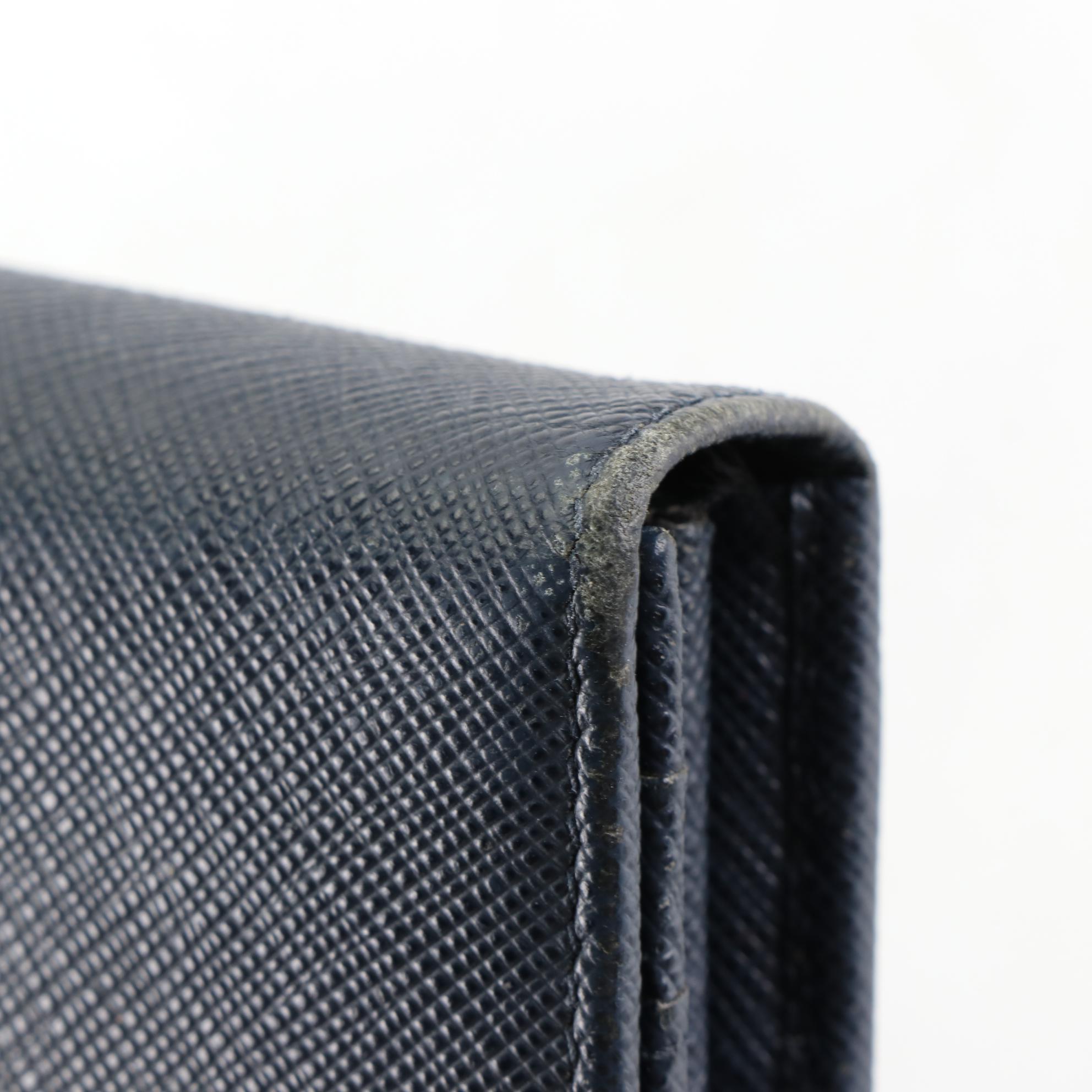 Prada Triangle Logo Flap Wallet in Saffiano Leather