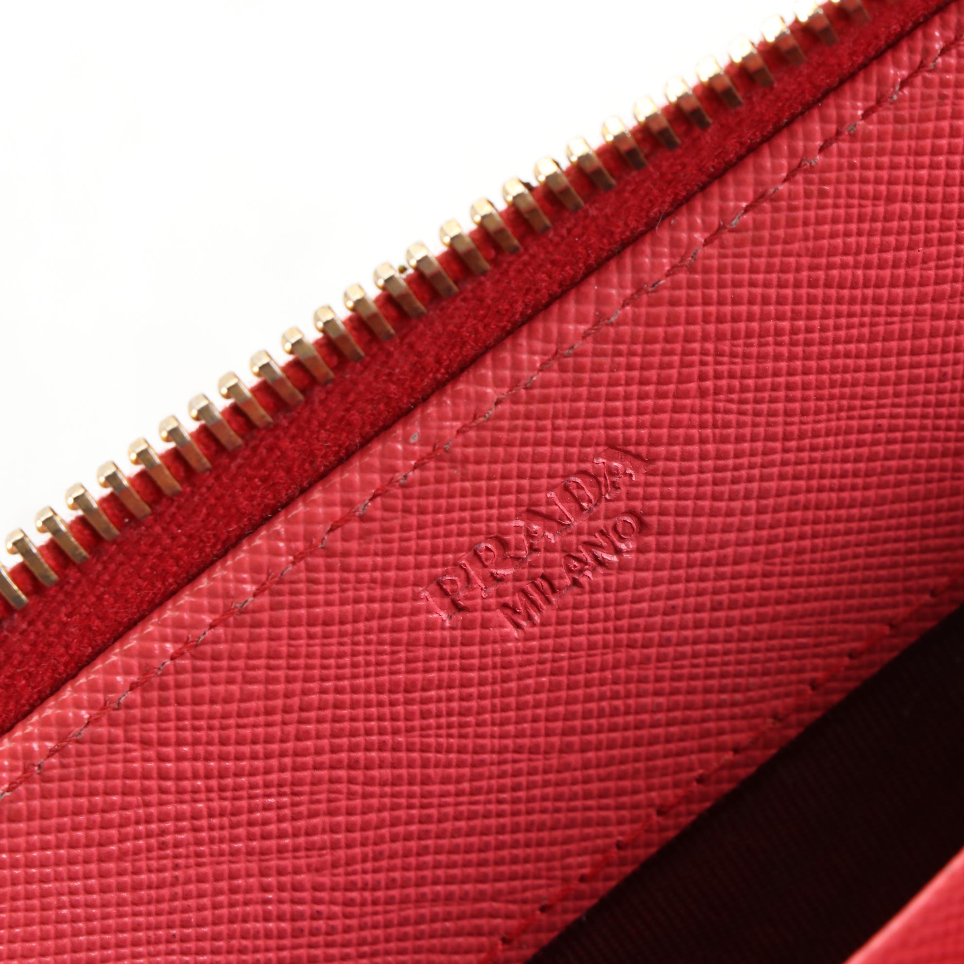 Prada Bow Wallet in Fragola Saffiano Leather with Box