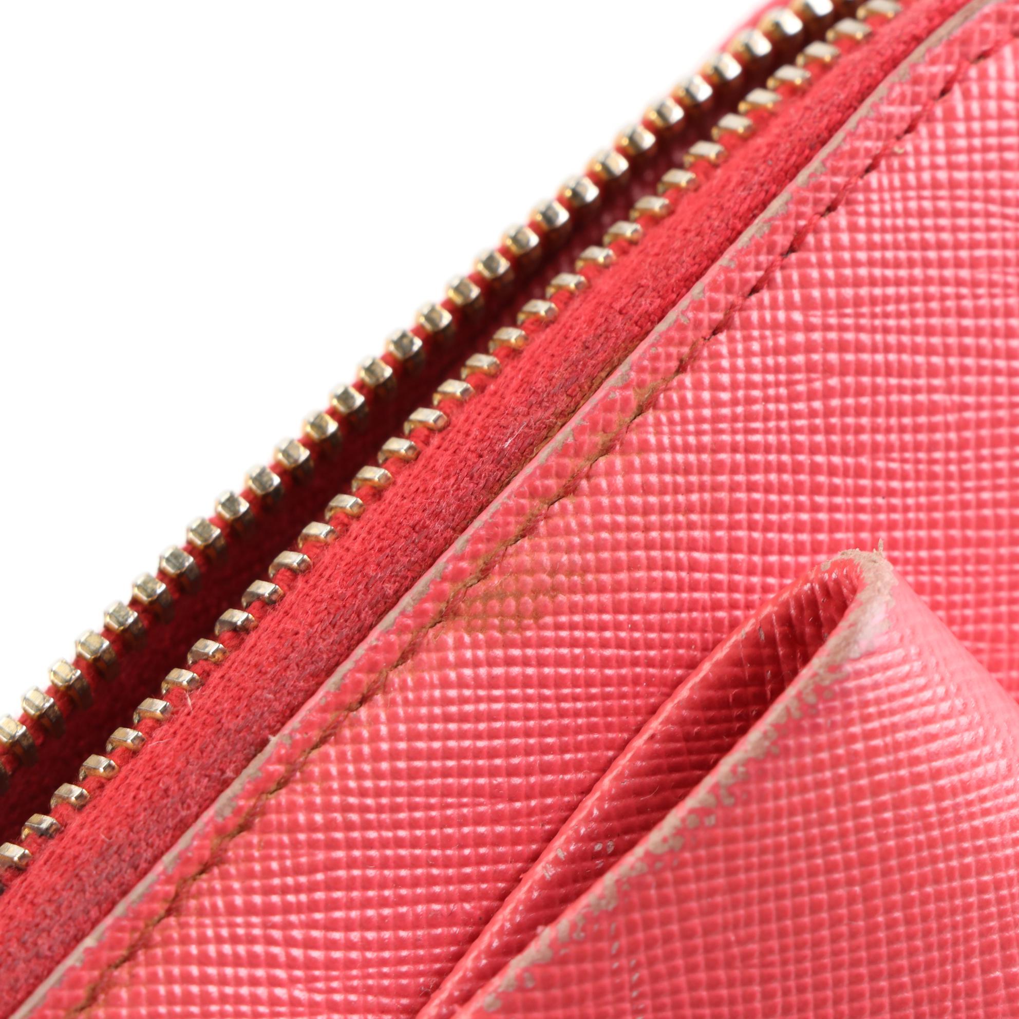 Prada Bow Wallet in Fragola Saffiano Leather with Box