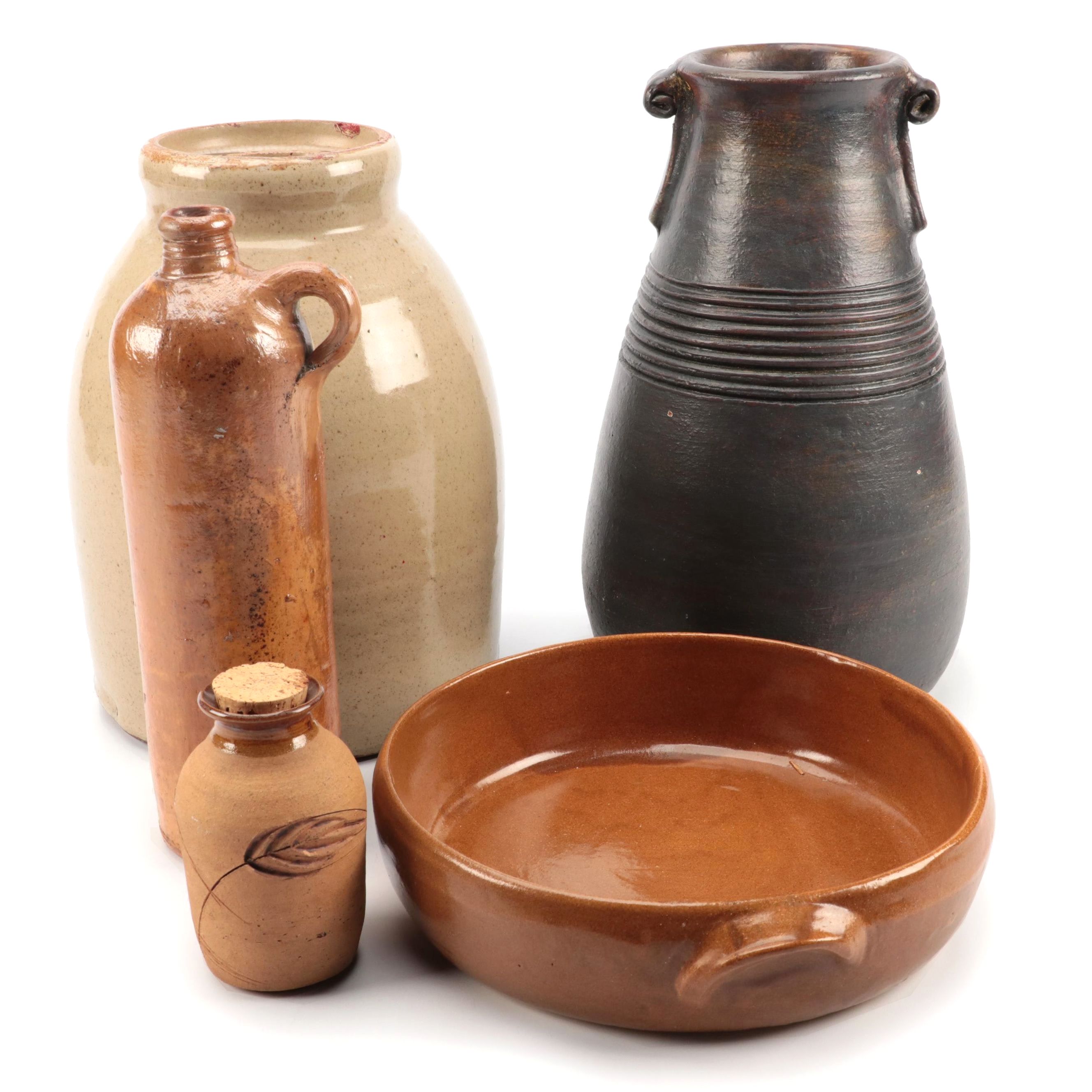 Antique Apollinaris Mineral Water Bottle, Signed Art Pottery Vase, and More