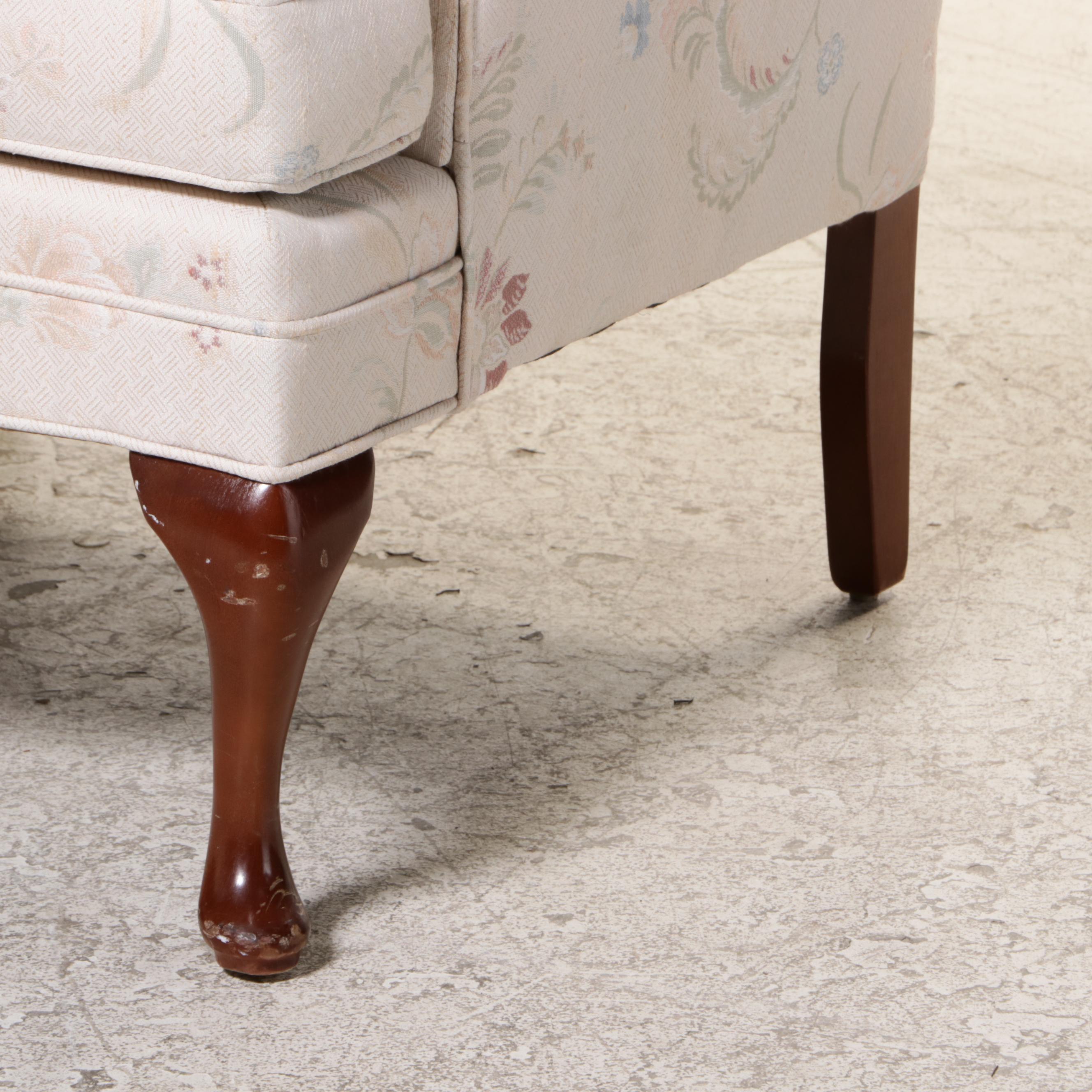 Pair of Taylorsville Custom-Upholstered Queen Anne Style Wingback Armchairs