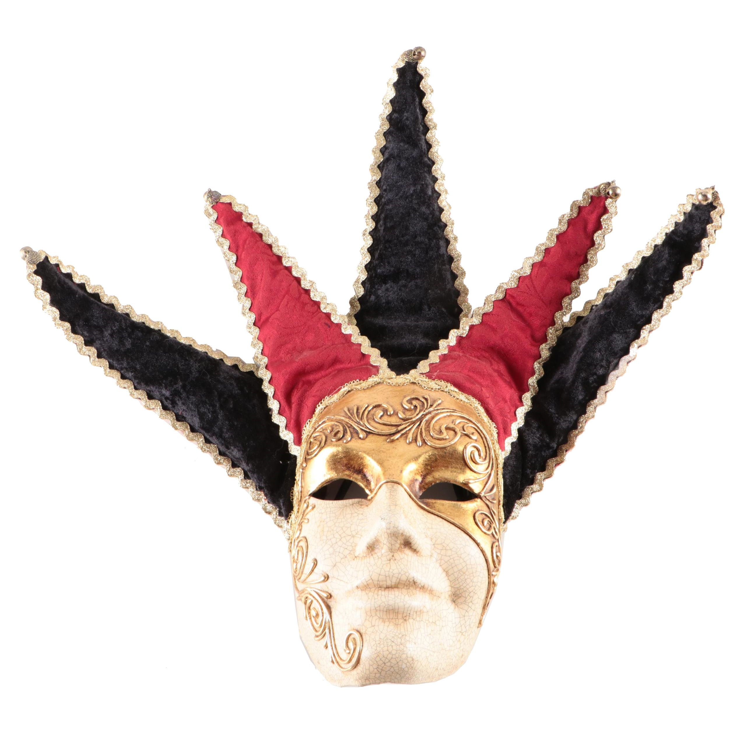 Venetian Jester Style Papier-Mâché Wall Mask