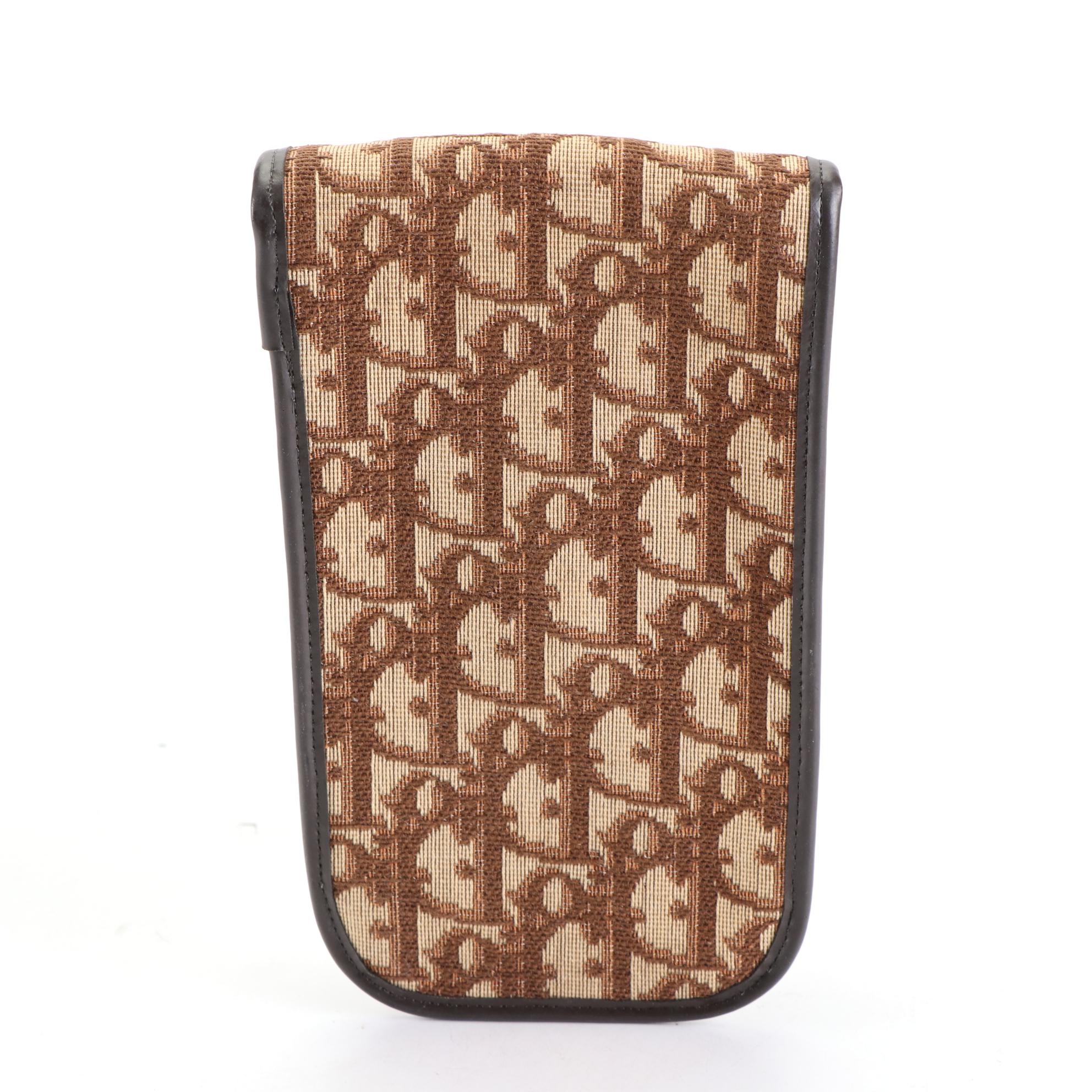 Christian Dior Glasses Case in Oblique Trotter Canvas and Brown Leather