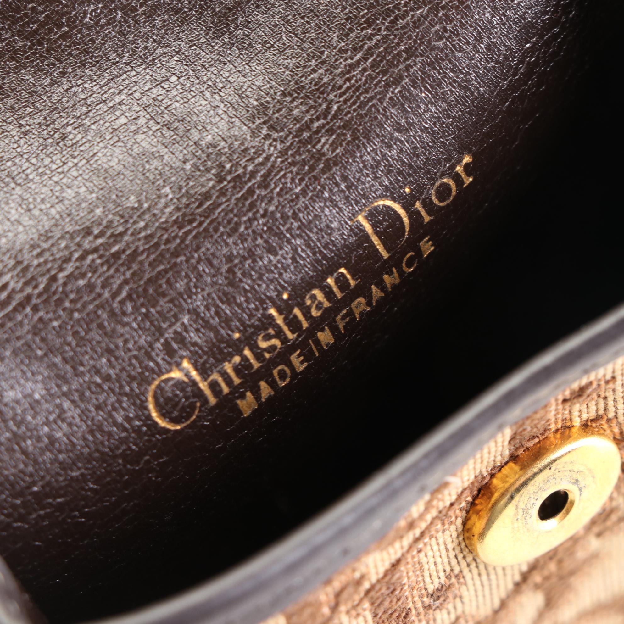 Christian Dior Glasses Case in Oblique Trotter Canvas and Brown Leather
