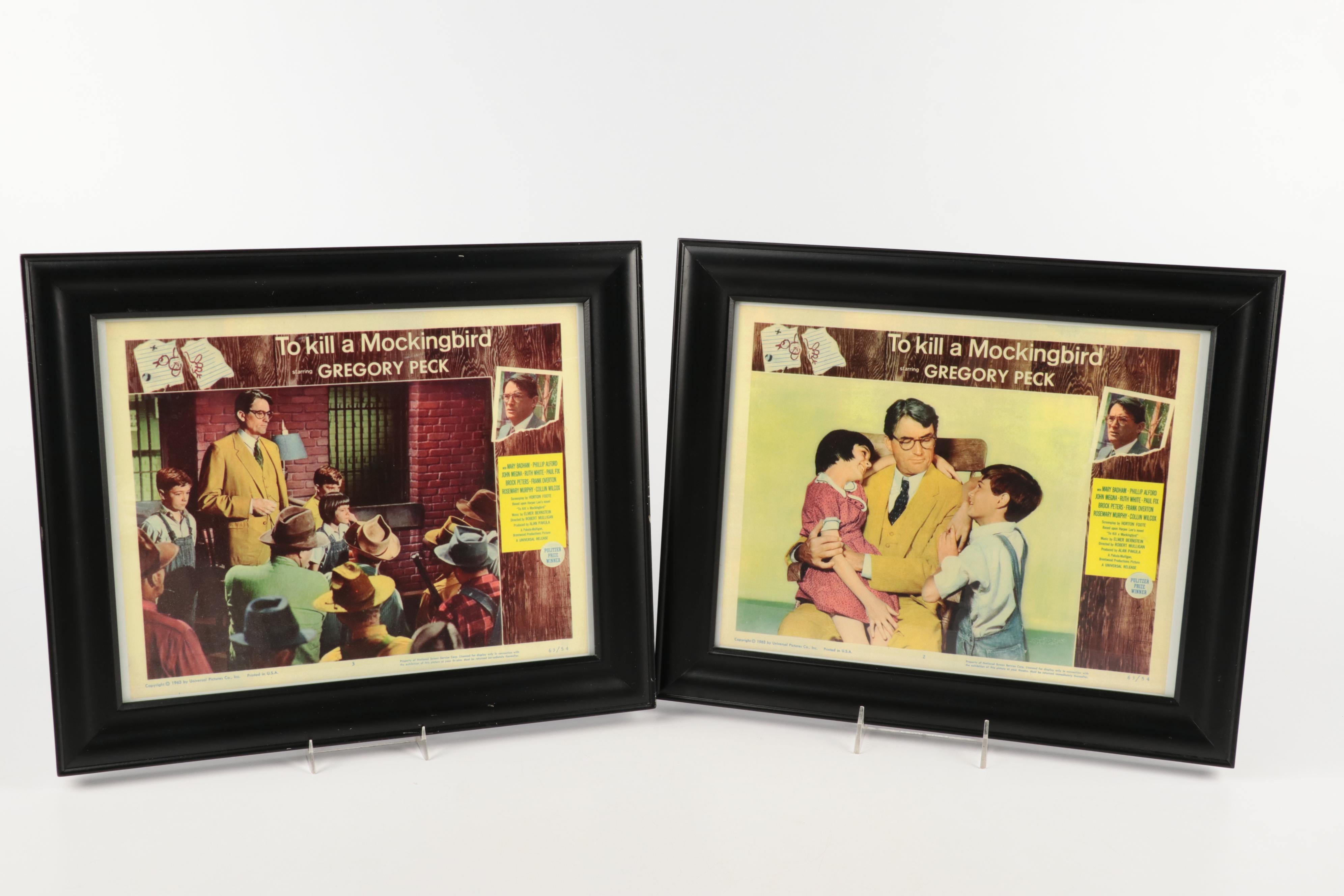 Framed "To Kill A Mocking Bird" Lobby Cards with Other Film Memorabilia