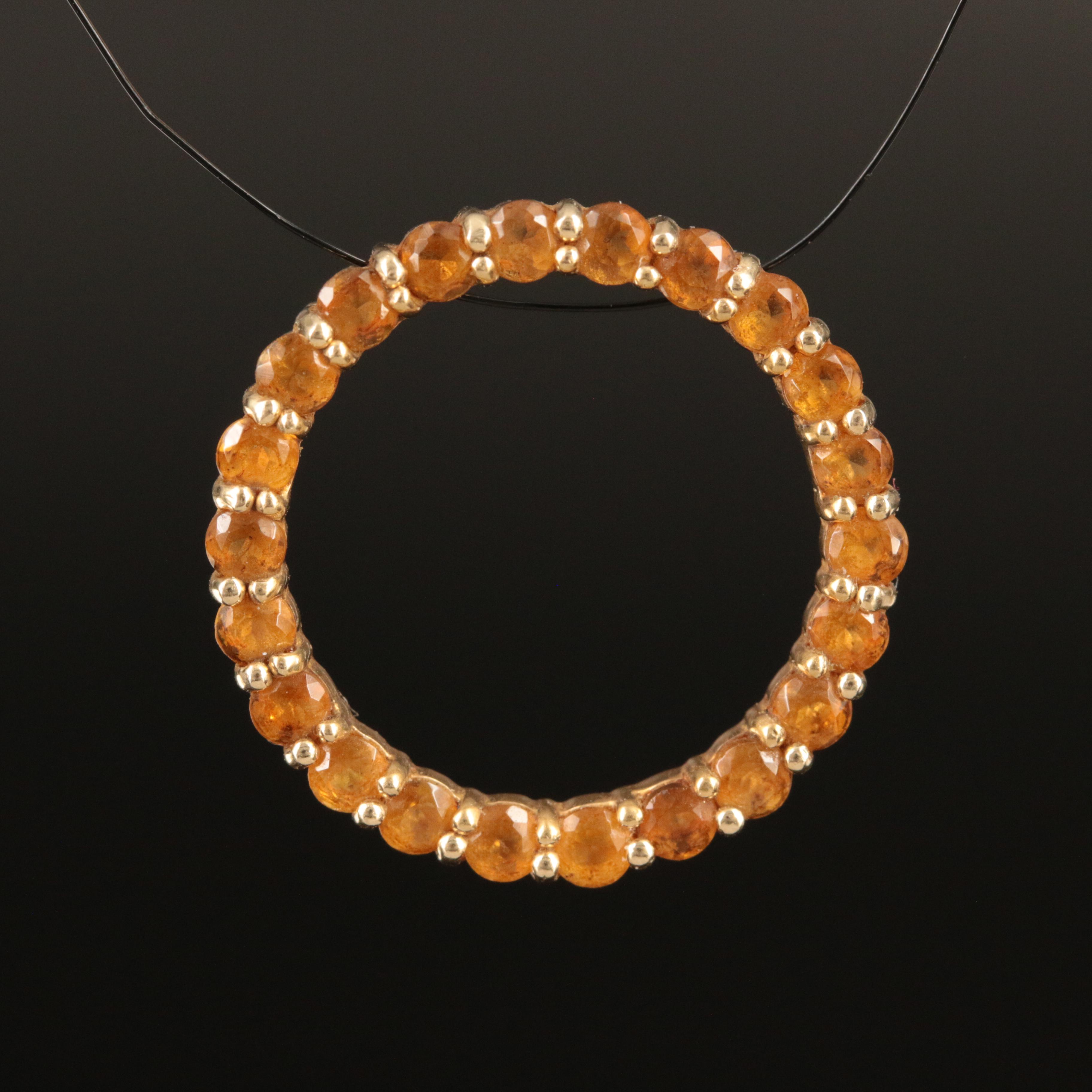 10K Citrine Circle Pendant